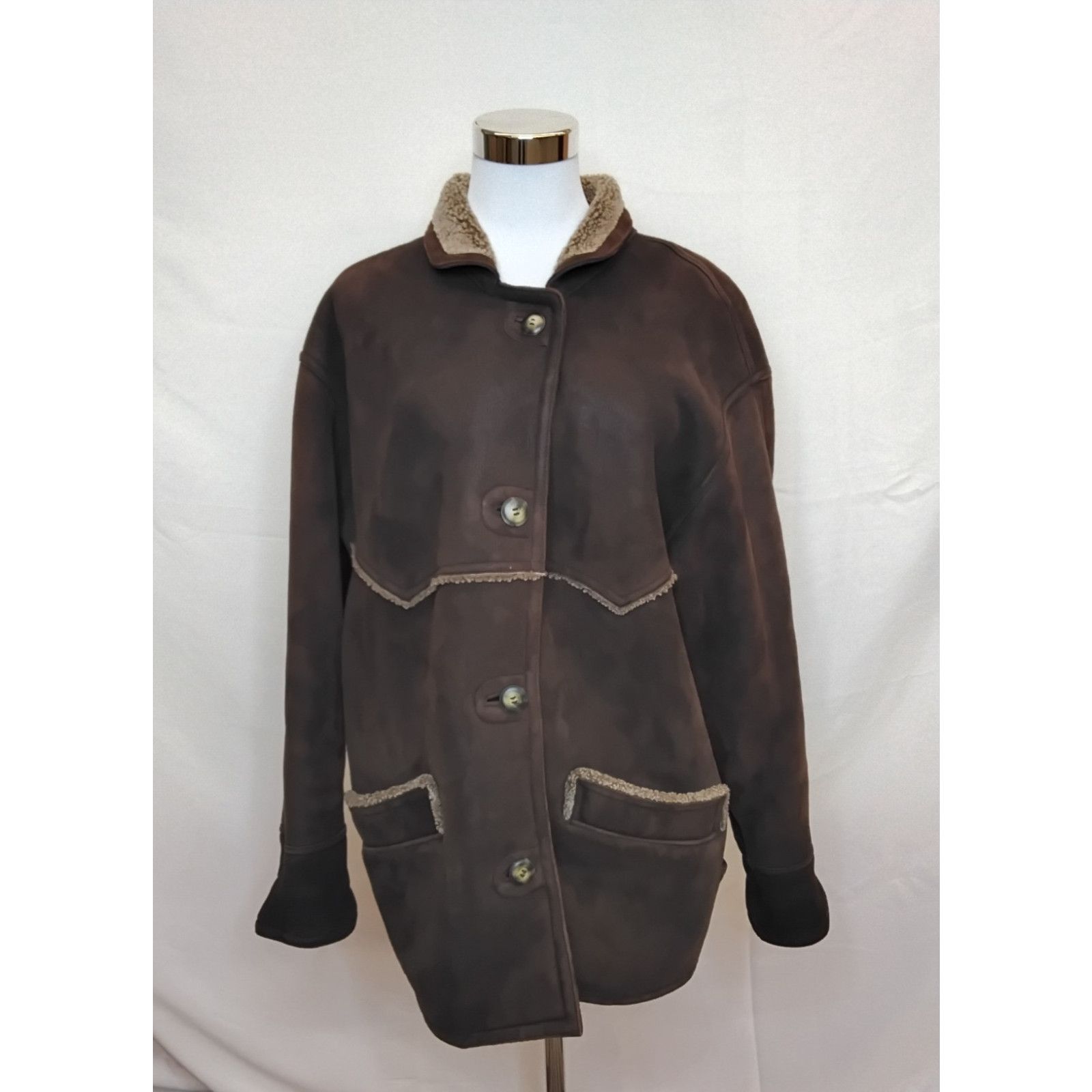 Other Siena Studio Shearling Jacket Women M Brown Suede Sheepskin Size M / US 6-8 / IT 42-44 - 2 Thumbnail