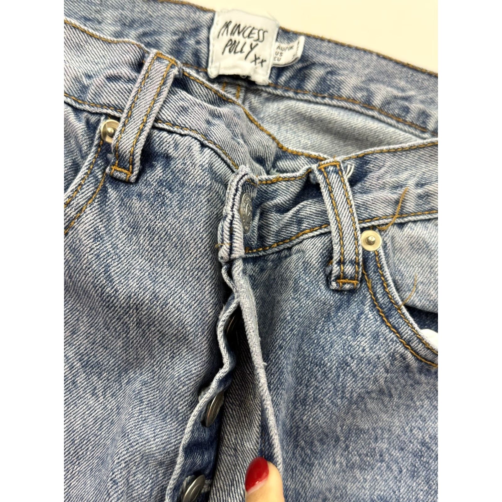 PRINCESS POLLY Princess Polly Jeans Womens 2 Light Wash High Rise Straight Leg Denim Relaxed Size 26" / US 2 / IT 38 - 4 Thumbnail