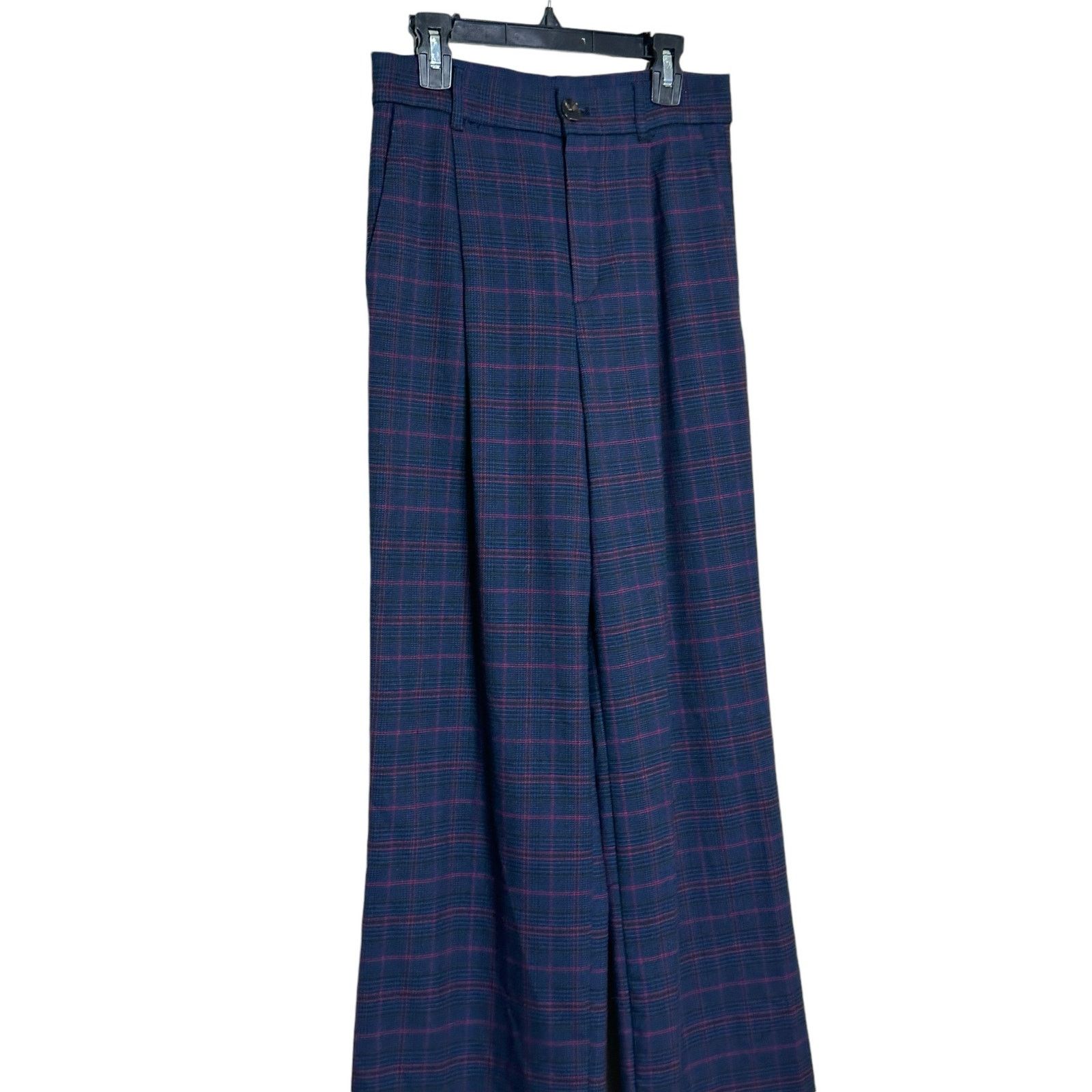 Zara Zara blue plaid wide leg pleated pants size XS Size 26" / US 2 / IT 38 - 9 Thumbnail