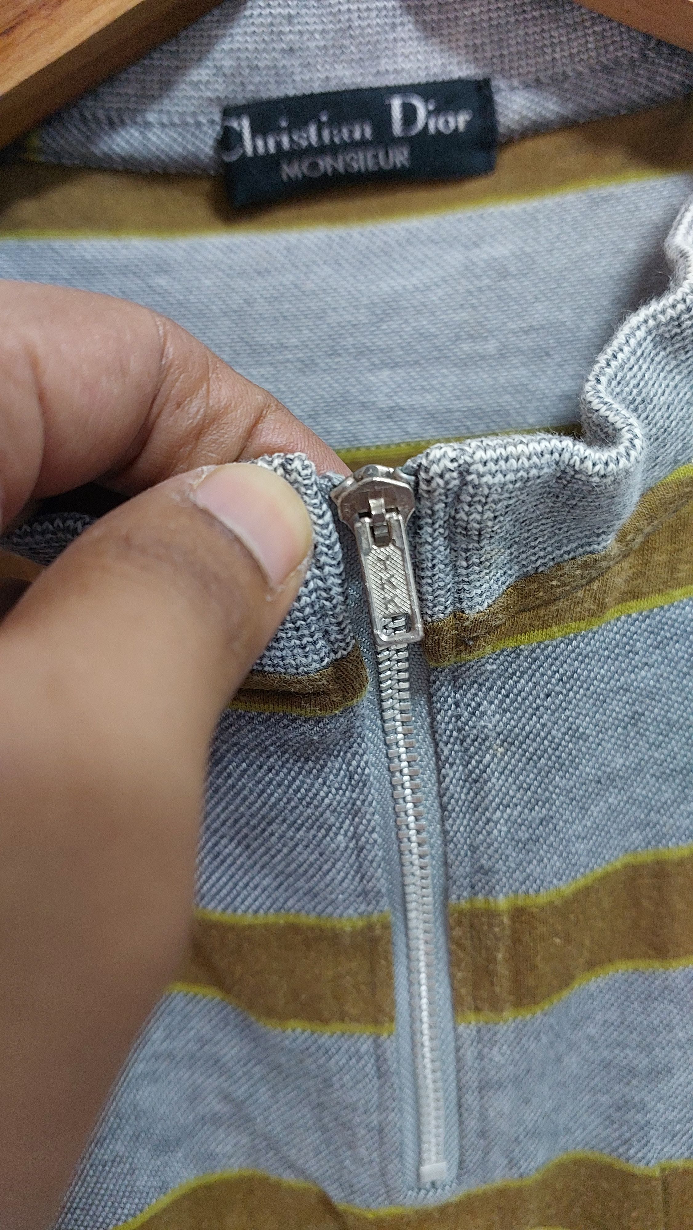 Christian Dior Monsieur VINTAGE CHRISTIAN DIOR MONSIEUR STRIPE HALF ZIPPER TSHIRT Size US L / EU 52-54 / 3 - 8 Thumbnail