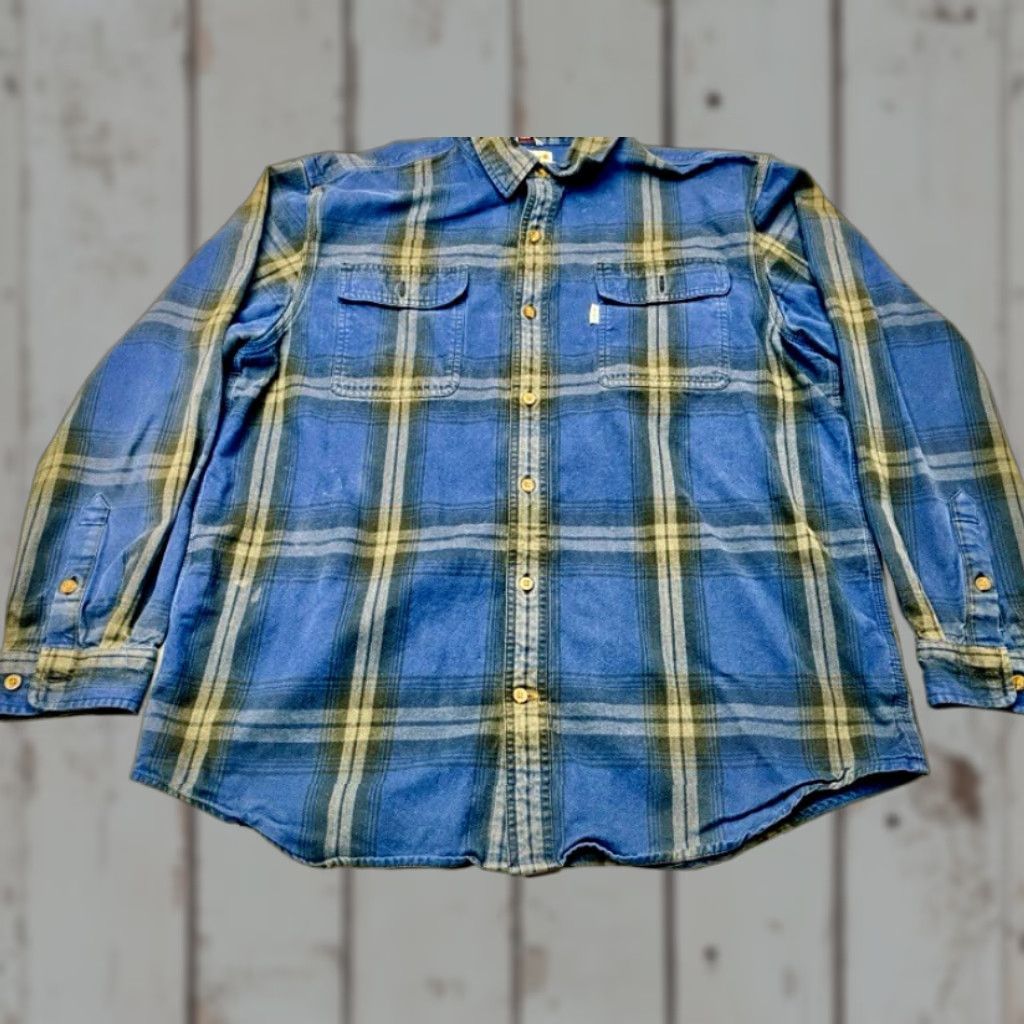 Carhartt Carhartt Heavy Flannel Shirt Hubbard 102215 988 Men's Size XL Blue Plaid 8223 Size US XL / EU 56 / 4 - 1 Thumbnail