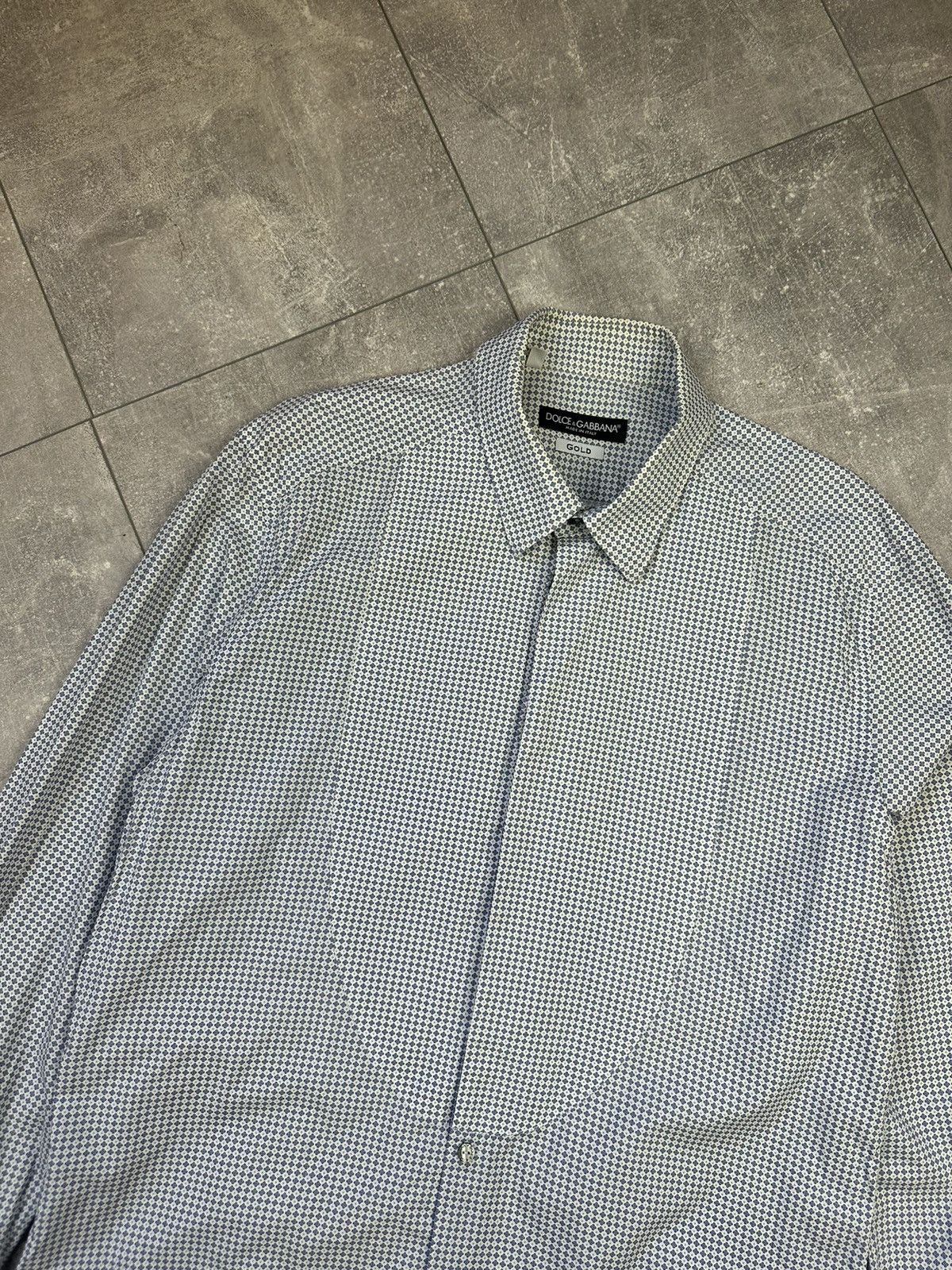 Dolce & Gabbana Dolce & Gabbana Gold White/Blue Shirts Button Up Size US L / EU 52-54 / 3 - 4 Thumbnail