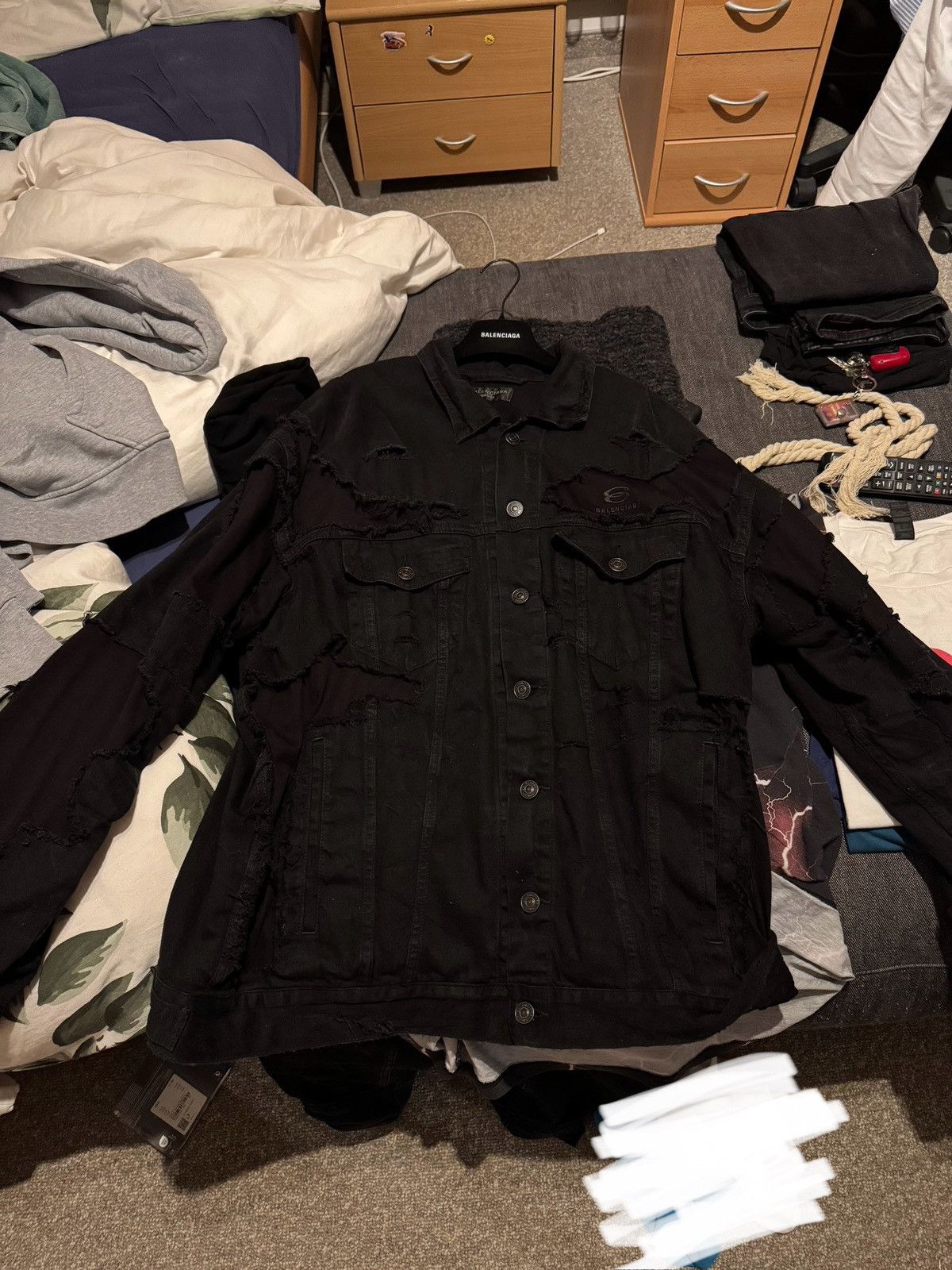 Balenciaga BALENCIAGA - Distressed Denim Jacket Size US XS / EU 42 / 0 - 11 Thumbnail