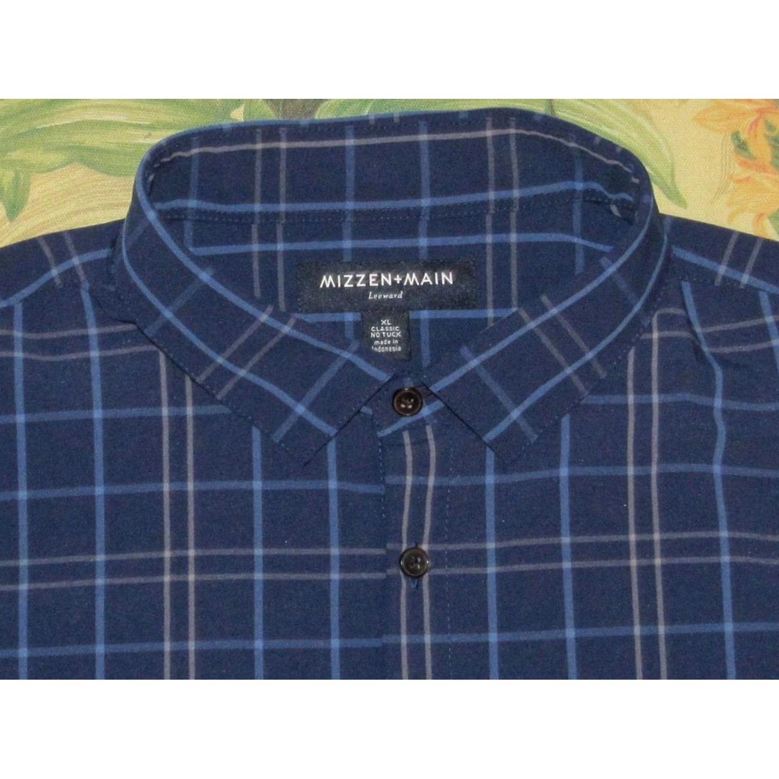 Mizzen+Main MIZZEN + MAIN No Tuck Navy Plaid Long Sleeve Button Down Shirt XL Mens XS or XL? Size US XL / EU 56 / 4 - 2 Thumbnail