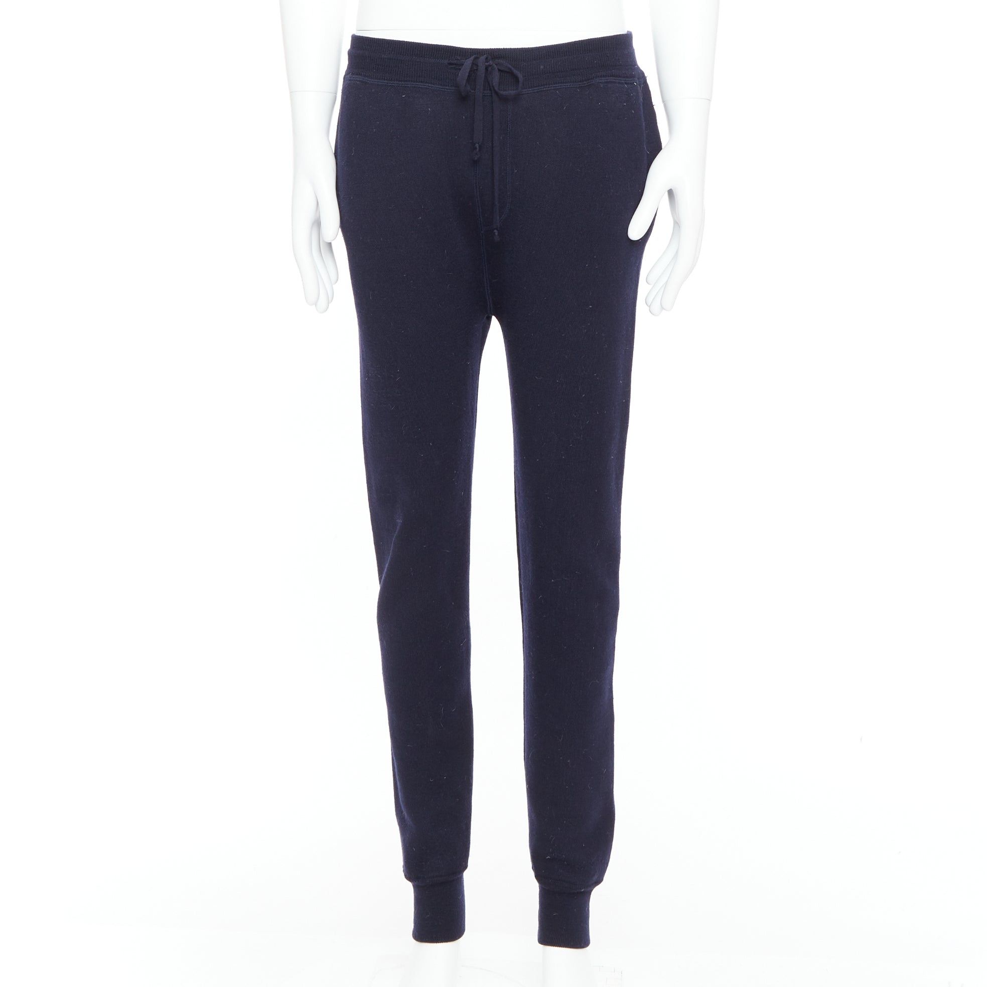 Lanvin LANVIN navy soft waffle knit drawstring mid waist tapered jogger pants S Size US 28 / EU 44 - 1 Thumbnail