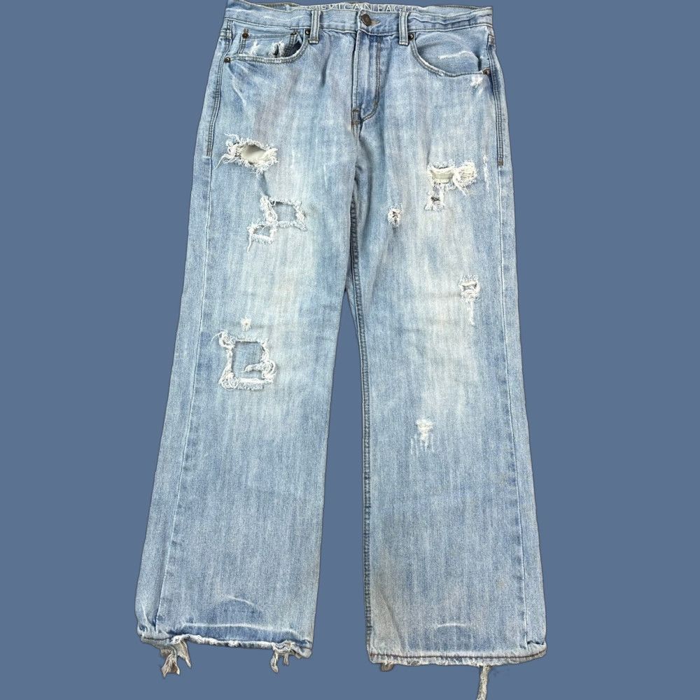 American Eagle Outfitters VINTAGE American Eagle Jeans Mens 34x30 Light Wash Relaxed Bootcut Distress Y2K Jeans Size US 34 / EU 50 - 1 Thumbnail