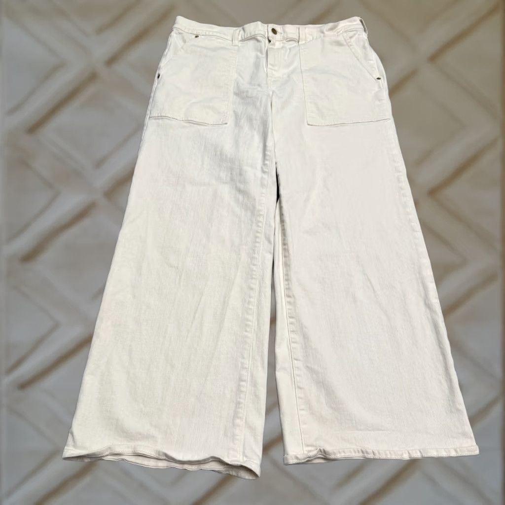 J.Crew VINTAGE J.CREW Wide-Leg Denim Jeans Women 32 Cream High Rise Cotton Stretch Casual 26x29 Size 24" / US 00 / IT 34 - 1 Thumbnail