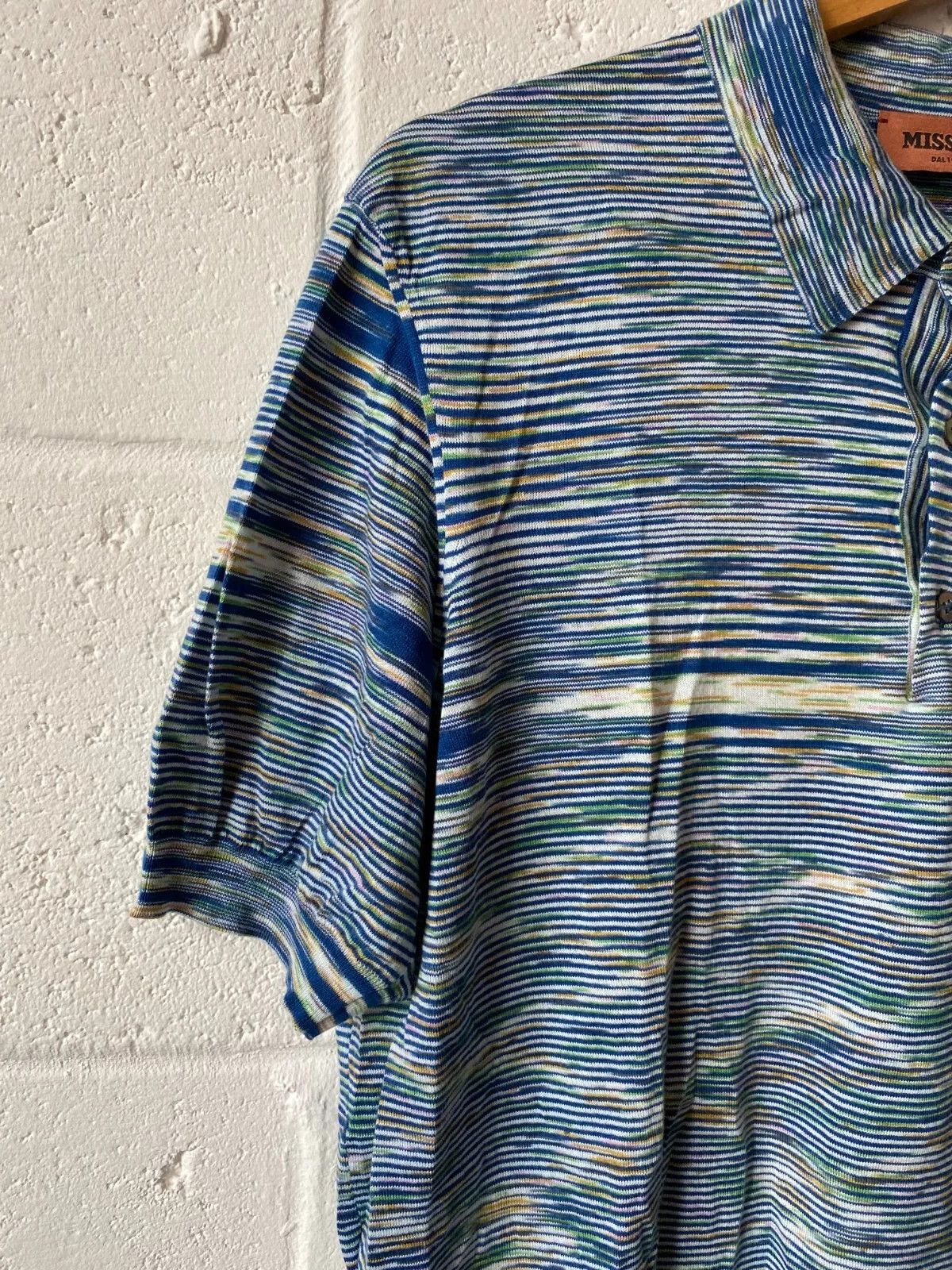 Missoni MISSONI 3 BUTTON SHORT SLEEVE POLO SHIRT MIXED BLUE IT 52 Size US L / EU 52-54 / 3 - 7 Thumbnail