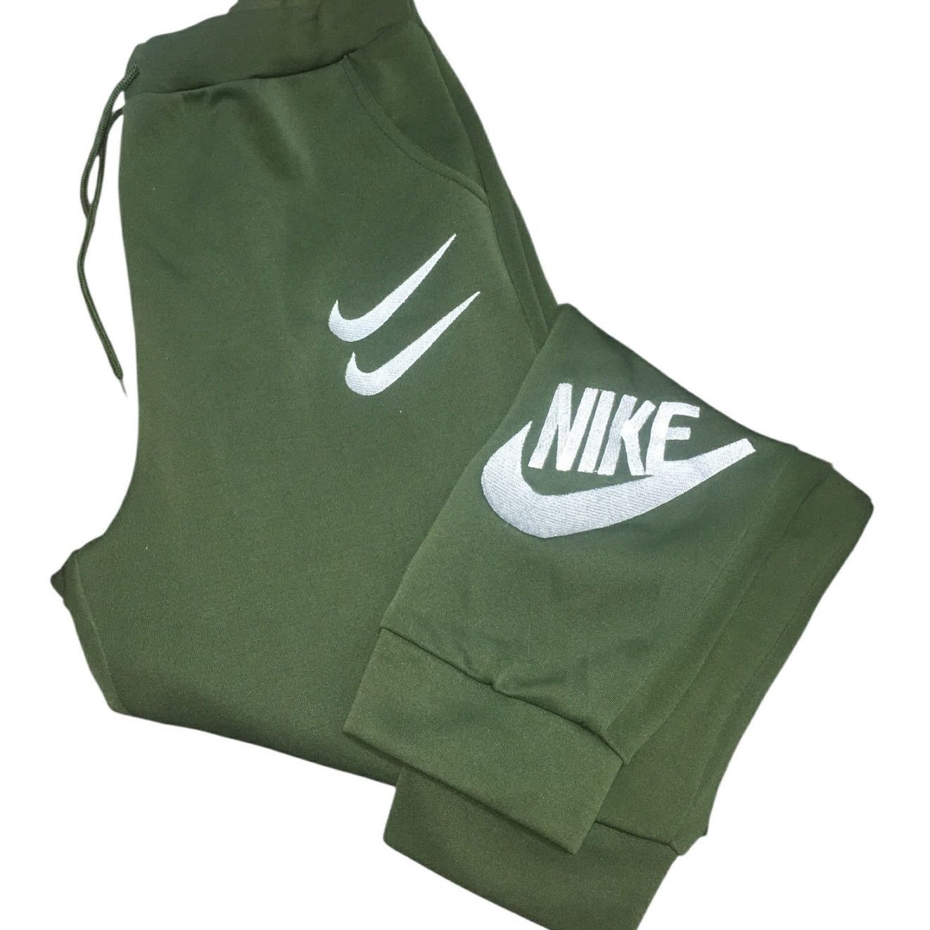 Nike NEW Green Sweatpants Joggers Drawstring Embroidered Swoosh L Size US 38 / EU 54 - 3 Thumbnail