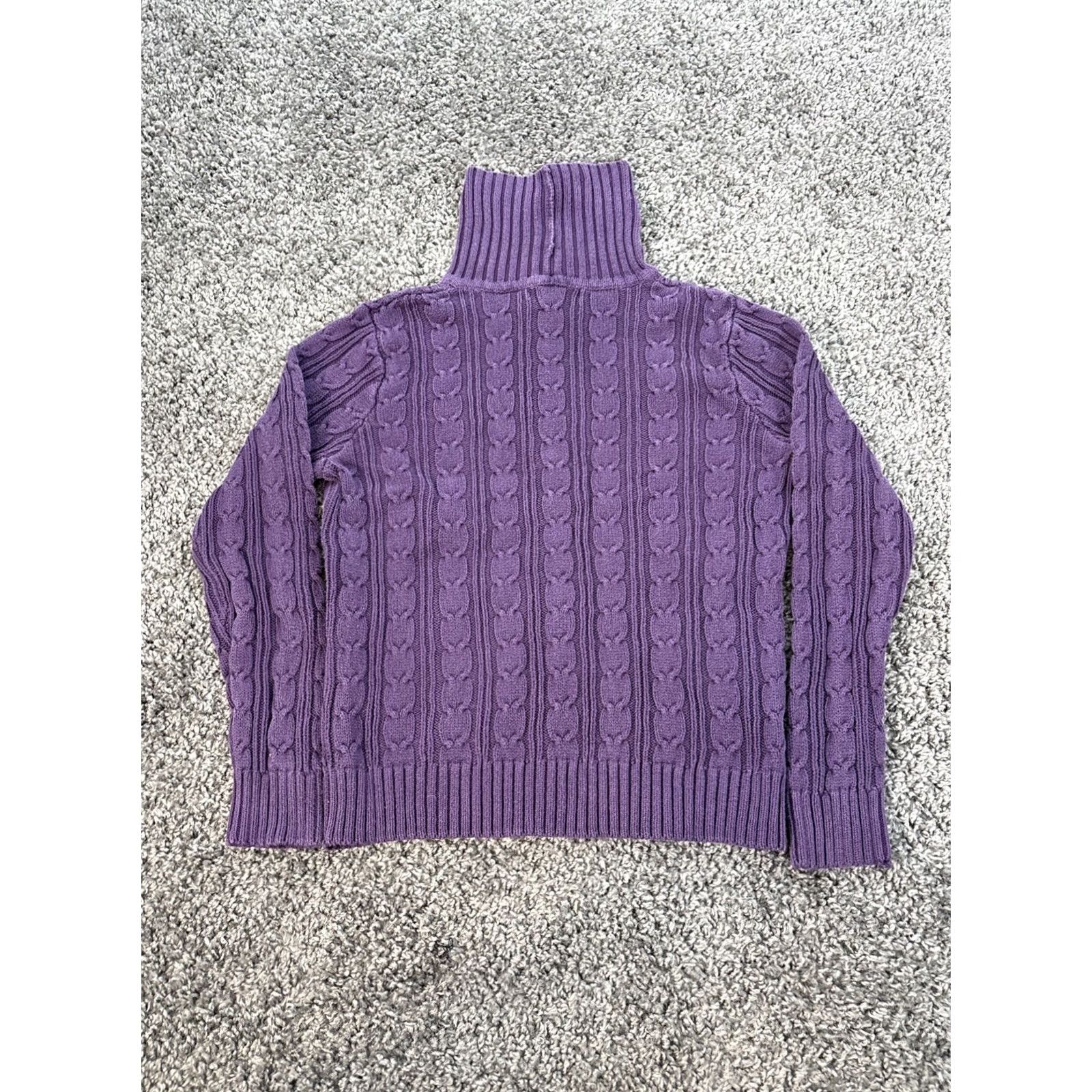 Vintage Vintage Pria Turtleneck Sweater Womens Medium Purple Chunky Cable Knit 90s Size M / US 6-8 / IT 42-44 - 5 Thumbnail