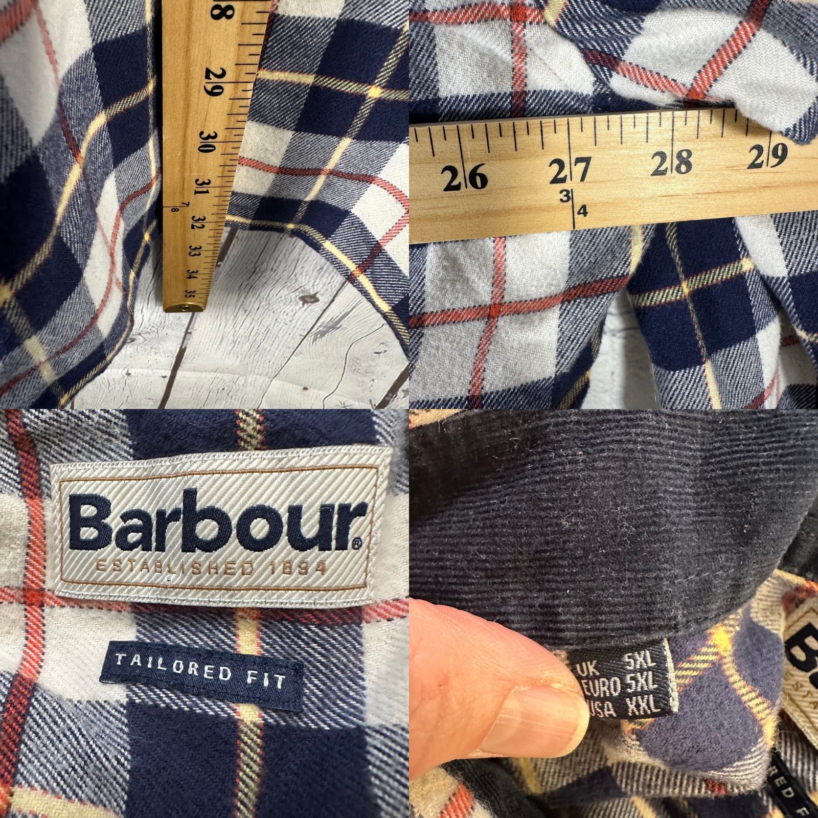 Barbour Barbour Barbour Blake Tailored Fit Plaid Button Down Flannel Shirt Mens 2XLT Navy Multicolor Long Sleeve Button-Up Size US XXL / EU 58 / 5 - 8 Thumbnail