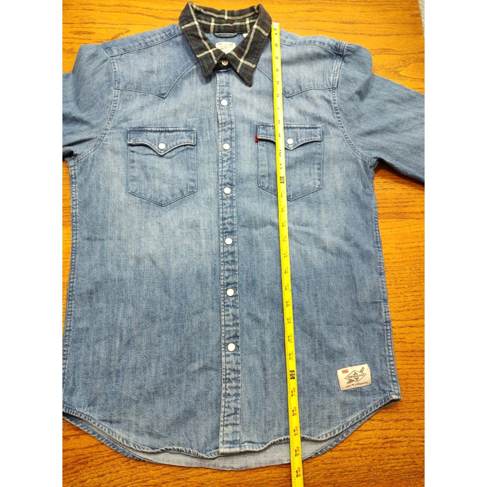 Levi's LEVIS x Justin Timberlake Mens Button-Up Shirt Western Pearl Snap Denim Blue M Size US M / EU 48-50 / 2 - 6 Thumbnail