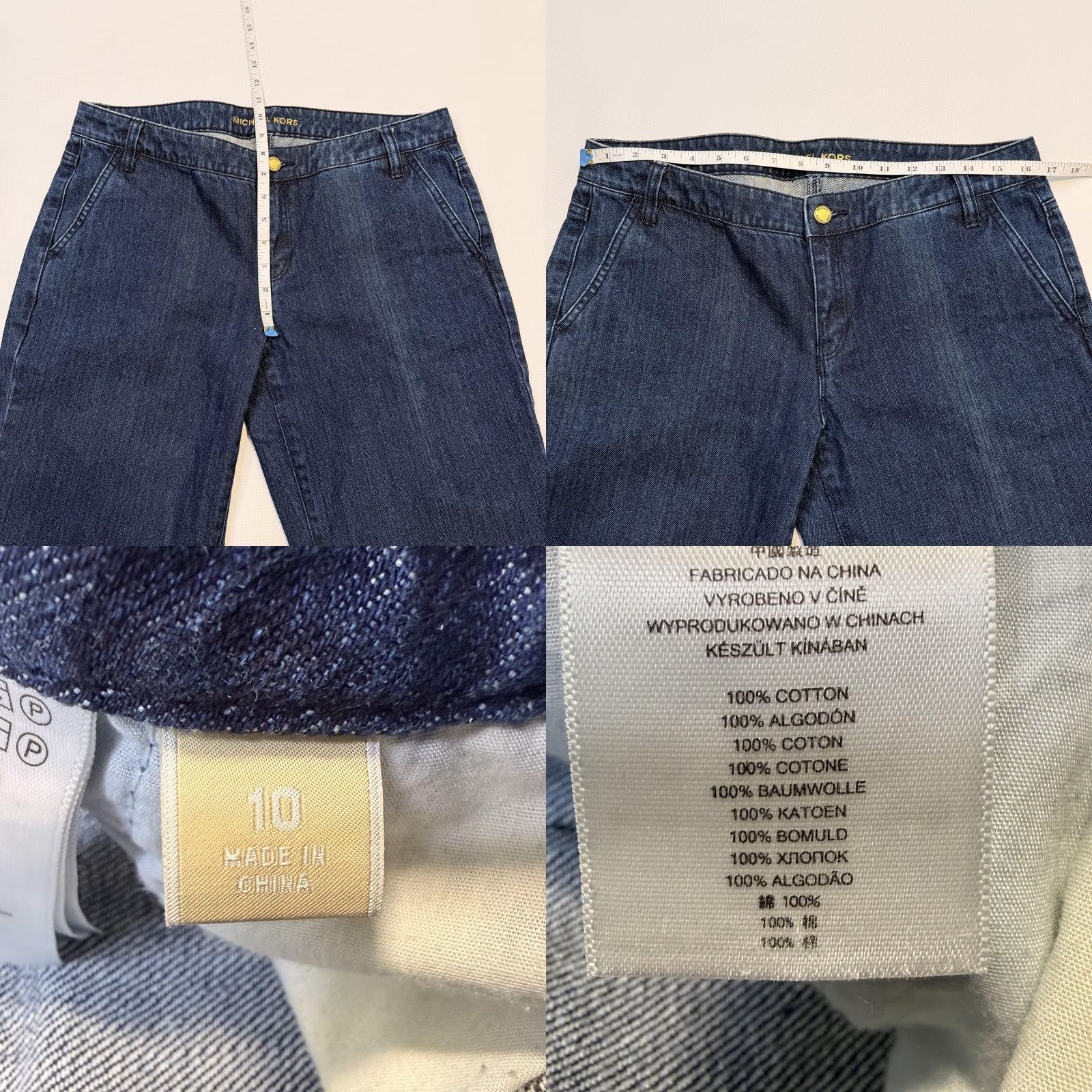 Michael Kors Michael Kors Jeans Womens 10 Blue Wide-Leg Mid Rise Denim Pockets 100% Cotton Size 32" / US 10 / IT 46 - 8 Thumbnail