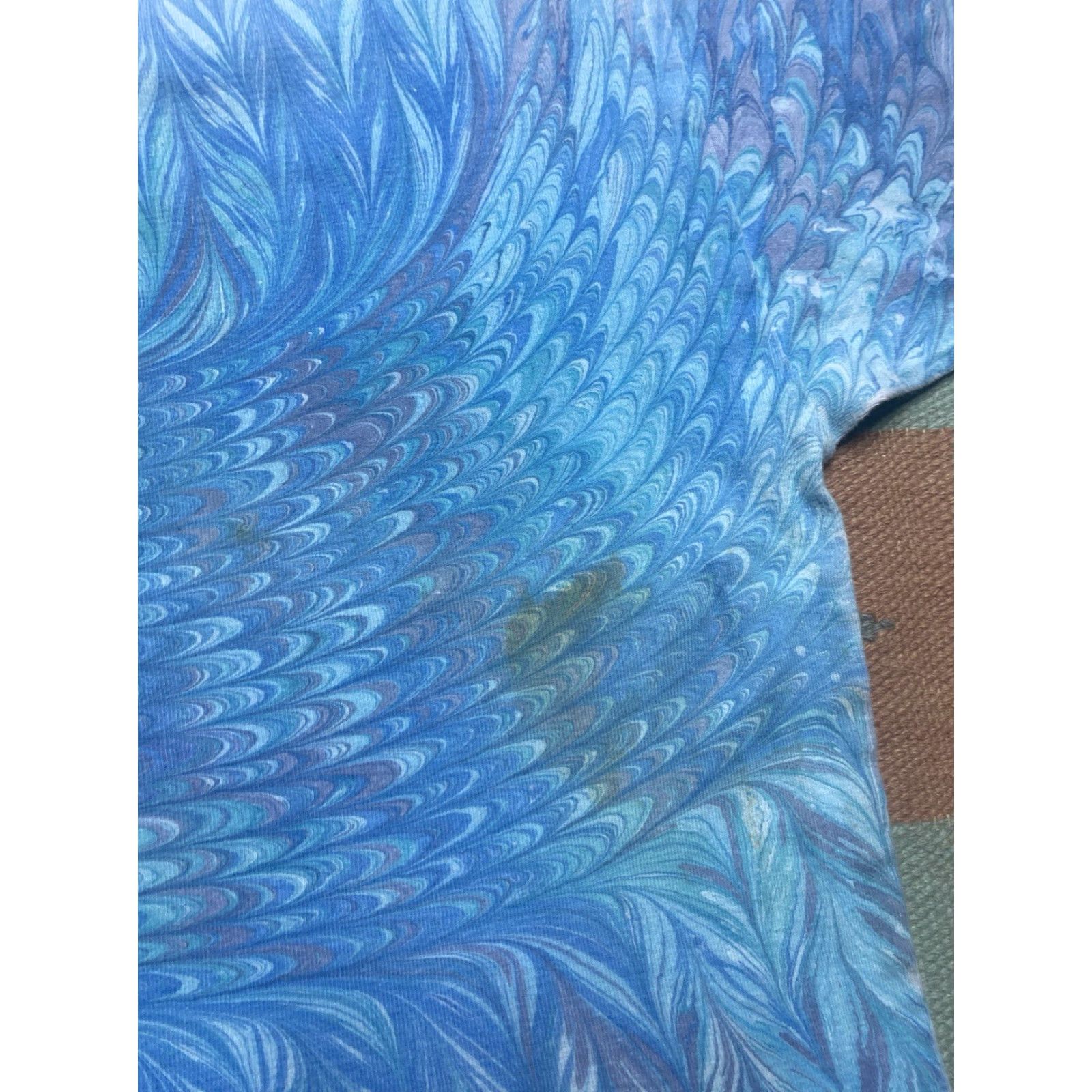 Vintage VINTAGE 90s t shirt peacock marble swirl print psychedelic boxy adult medium T-Shirt Blue Mens M & M Size US M / EU 48-50 / 2 - 7 Thumbnail