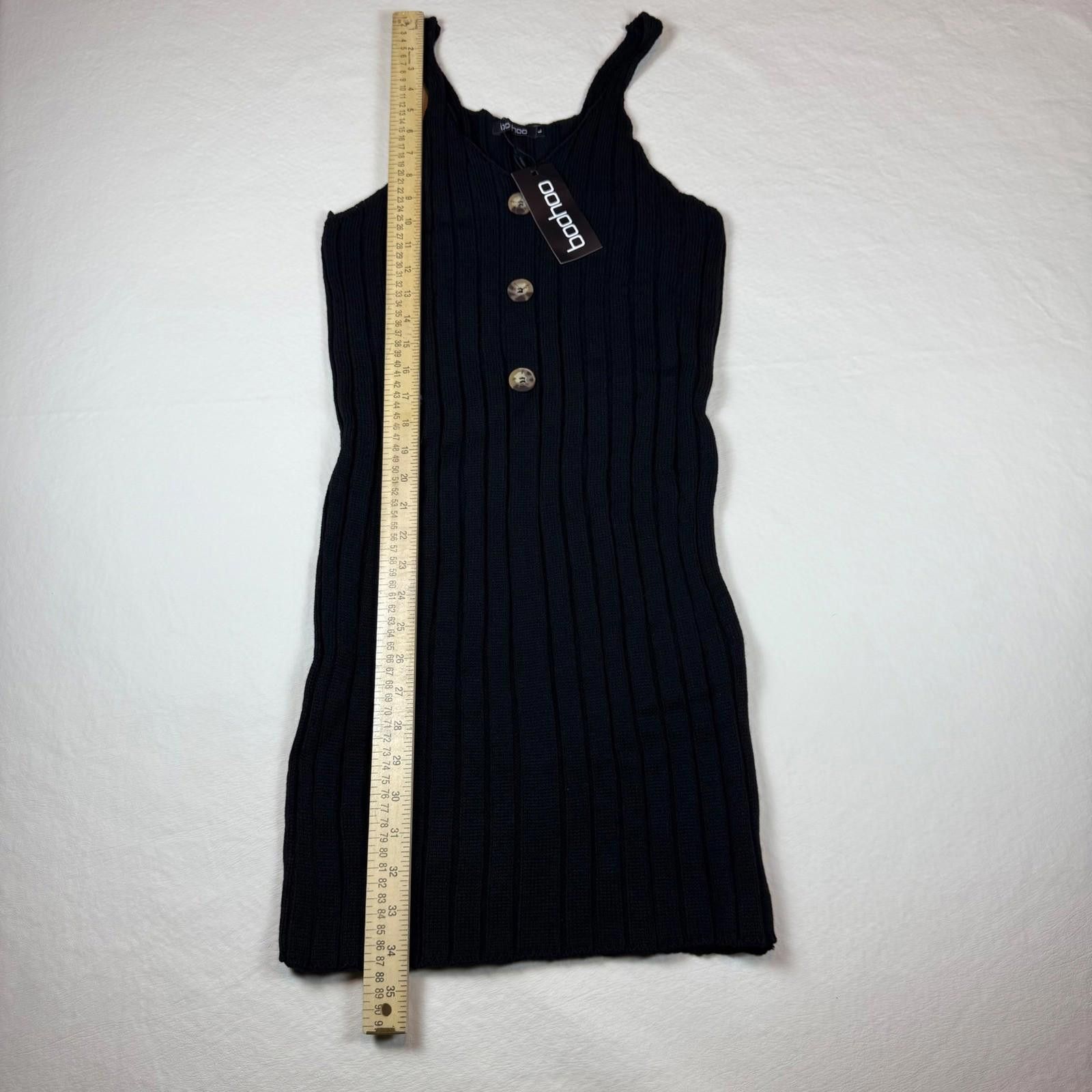 Boohoo Boohoo Womens Black Ribbed Knit Mini Dress L Bodycon Size L / US 10 / IT 46 - 5 Thumbnail