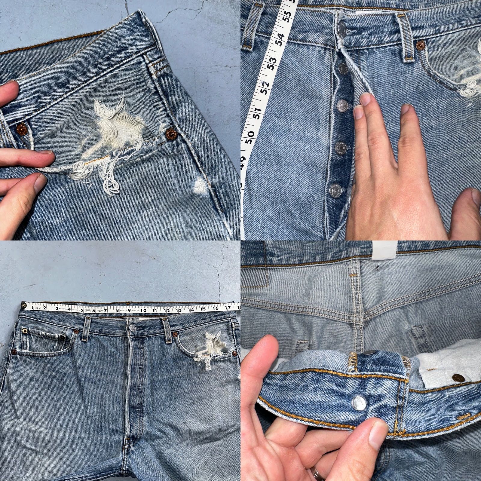 Levi's VINTAGE Levi's 501 Jeans 90s Straight Light Wash 36x29 Mens Blue Denim Cotton Regular 36 501 Series Size US 36 / EU 52 - 8 Thumbnail