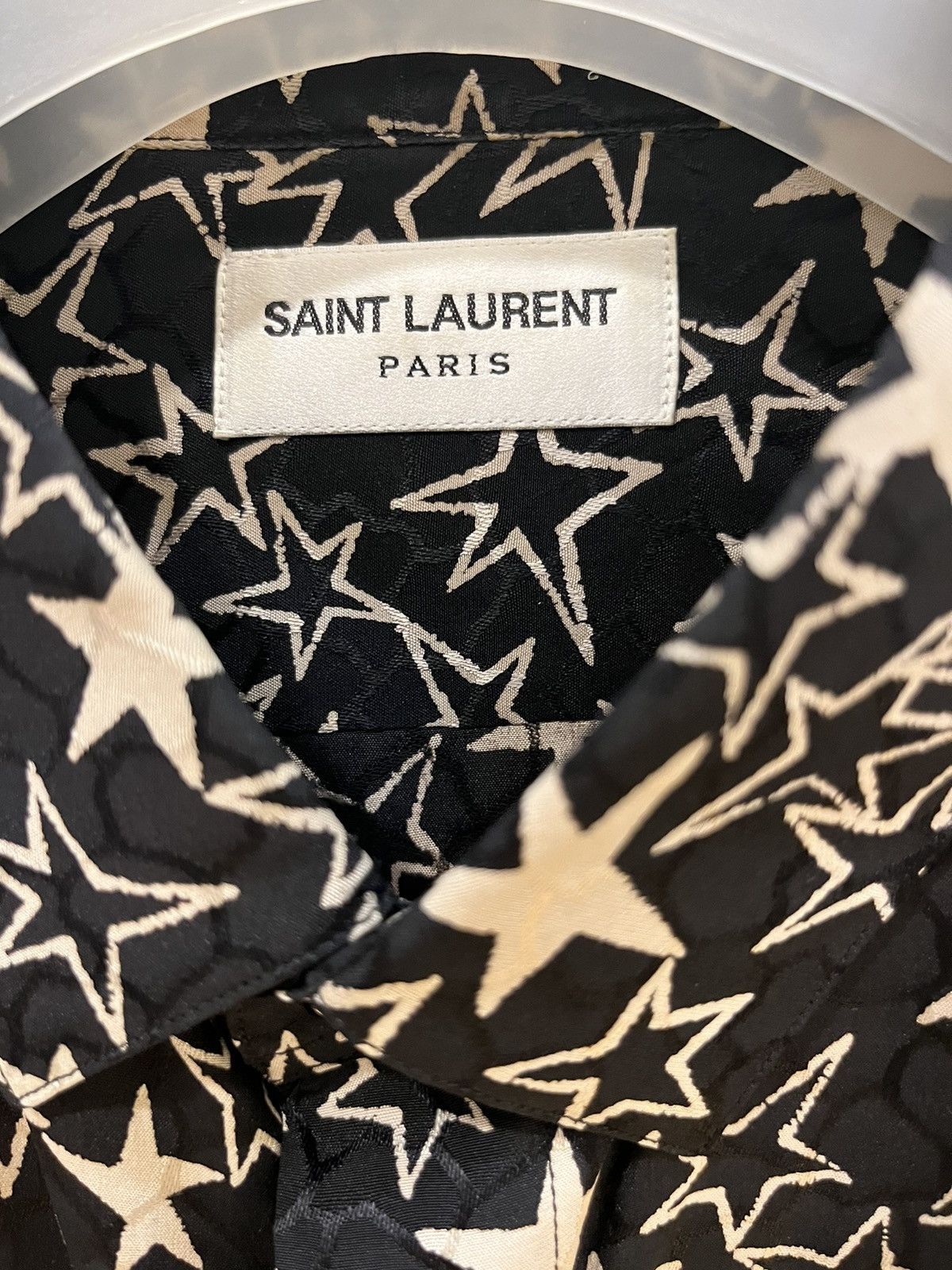 Saint Laurent Paris star print silk shirt collar size 42 Size US L / EU 52-54 / 3 - 17 Thumbnail