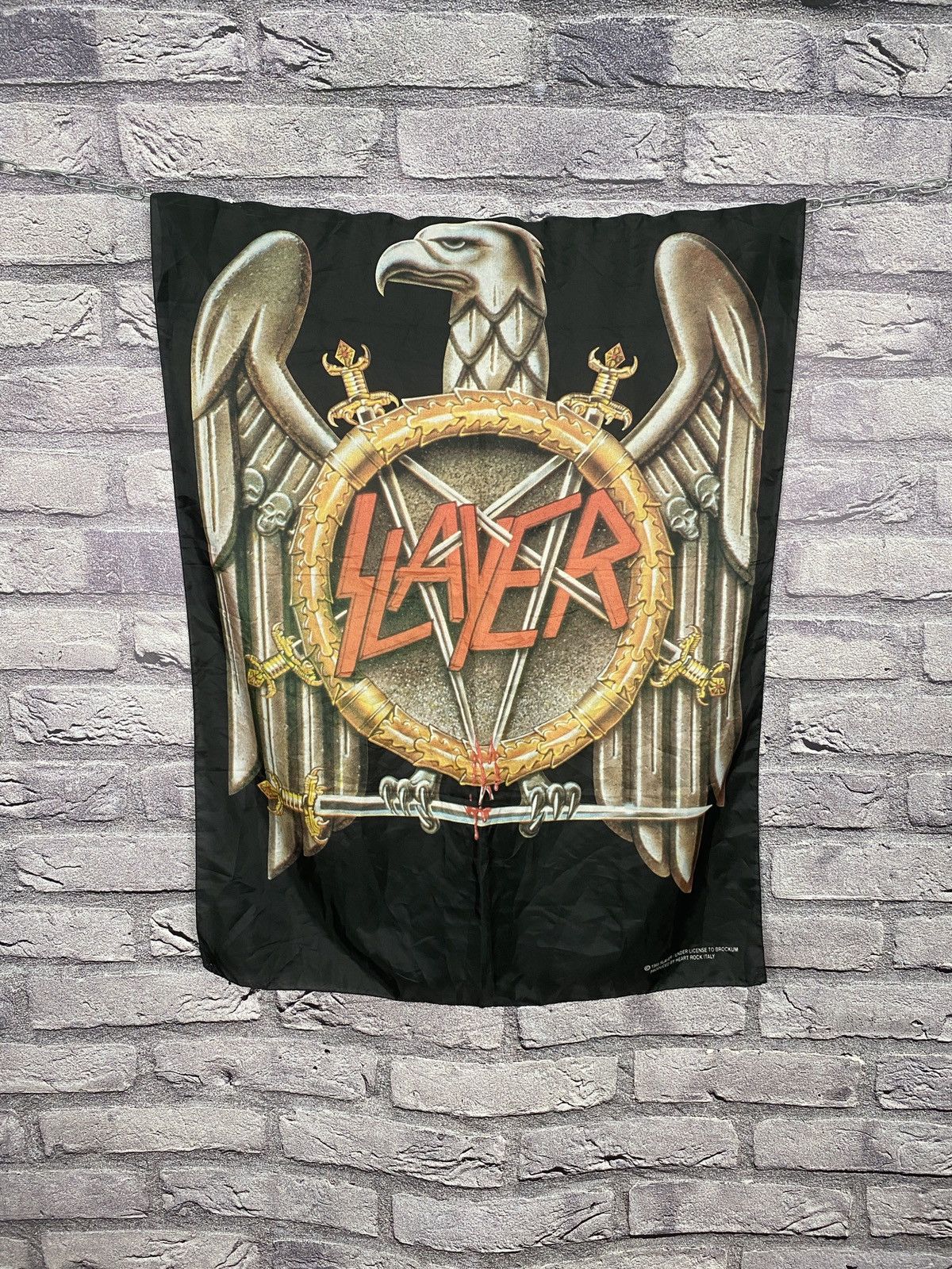 Band Tees Vintage very rare flag Slayer Rock Italy 1995 y2k biker Size ONE SIZE - 1 Thumbnail