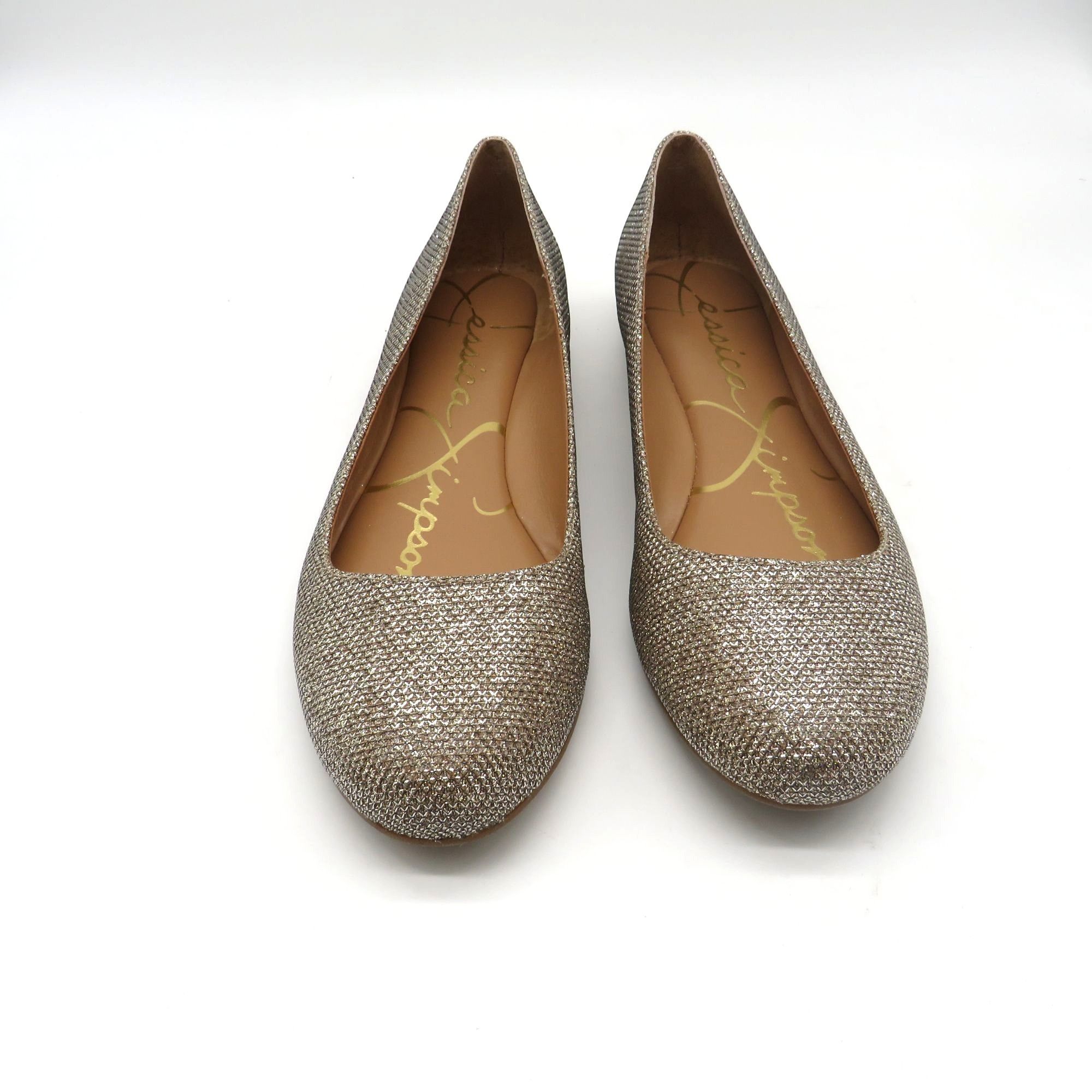 Jessica Simpson Jessica Simpson Gold Sparkle Mesh Flats Size 7M JS-Mareike N Size US 7 / IT 37 - 3 Thumbnail