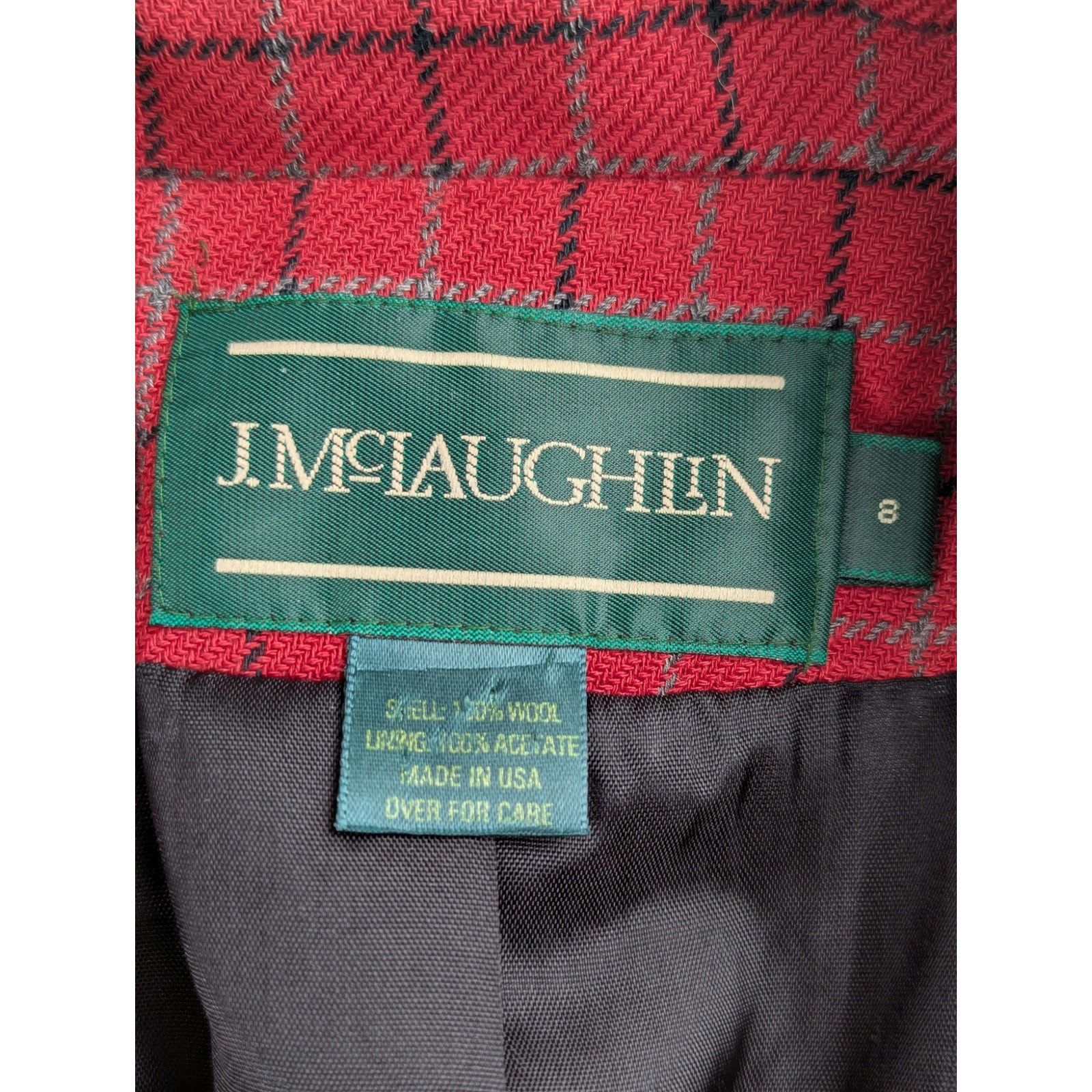 J.McLaughlin J McLaughlin Jacket Red Plaid Cropped Preppy Wool Academia Size M / US 6-8 / IT 42-44 - 5 Thumbnail