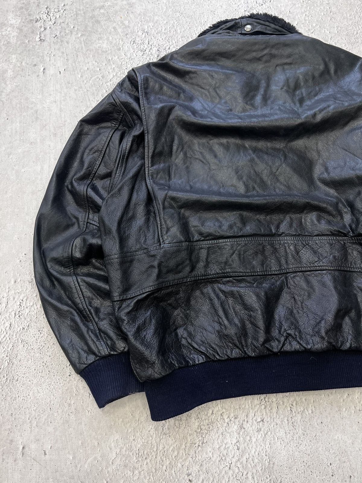 VINTAGE AVIATION BOMBER LEATHER JACKET 90s boxy FIT Y2K