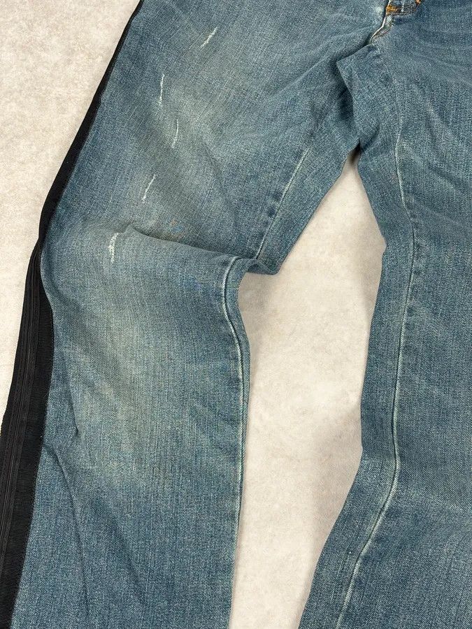 Roberto Cavalli 2000s Roberto Cavalli Blue Straight Contrast Side Stripe Denim Jeans Size US 32 / EU 48 - 10 Thumbnail