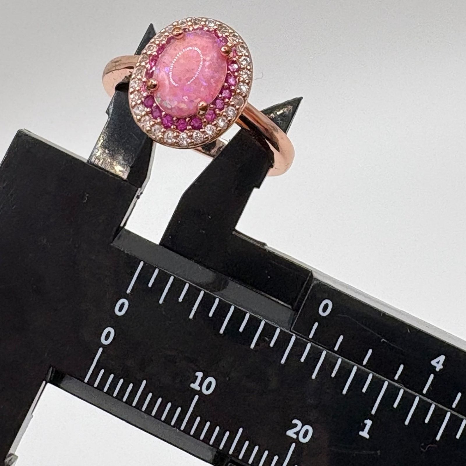 Other Rose Gold Synthetic Pink Opal Halo Ring - Size 7 Statement Size ONE SIZE - 3 Thumbnail