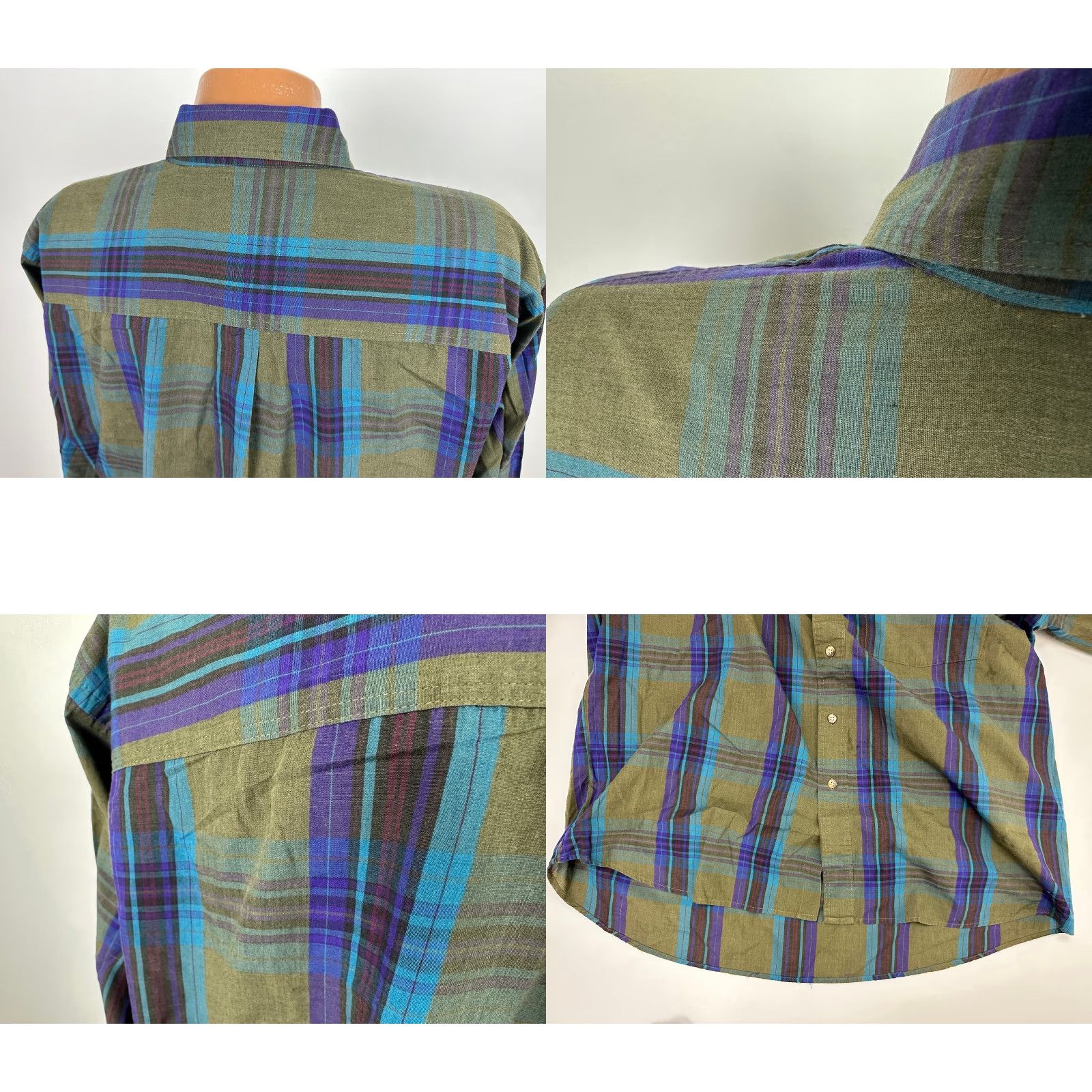 Van Heusen VINTAGE Van Heusen Shirt Men XL Olive Plaid 90s Casual Lightweight Button-Down Collar-Down Size US XL / EU 56 / 4 - 8 Thumbnail
