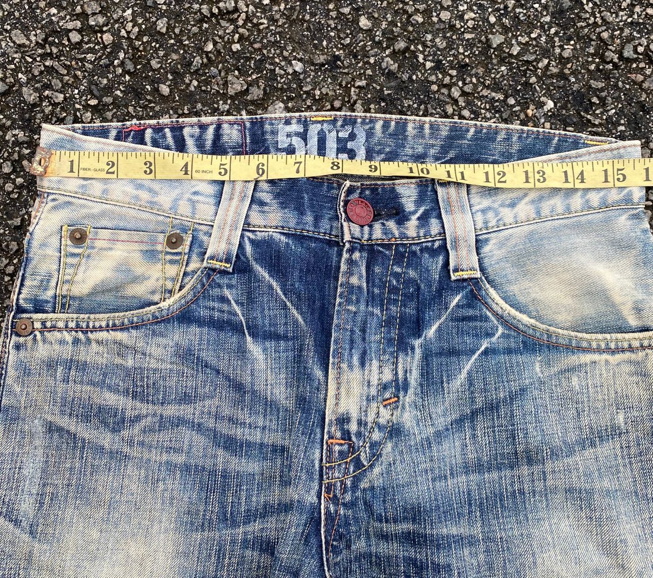 Edwin 💥FLARE💥VINTAGE EDWIN 503 BLUE DISTRESSED DENIM Denim Size US 31 - 5 Thumbnail