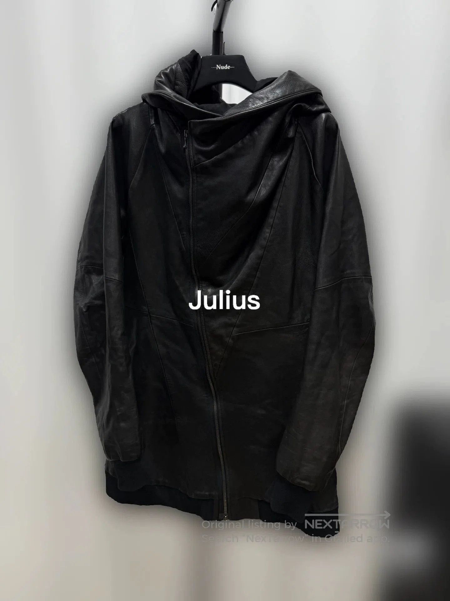 Julius Black Leather Hooded Jacket. Size US XL / EU 56 / 4 - 2 Thumbnail