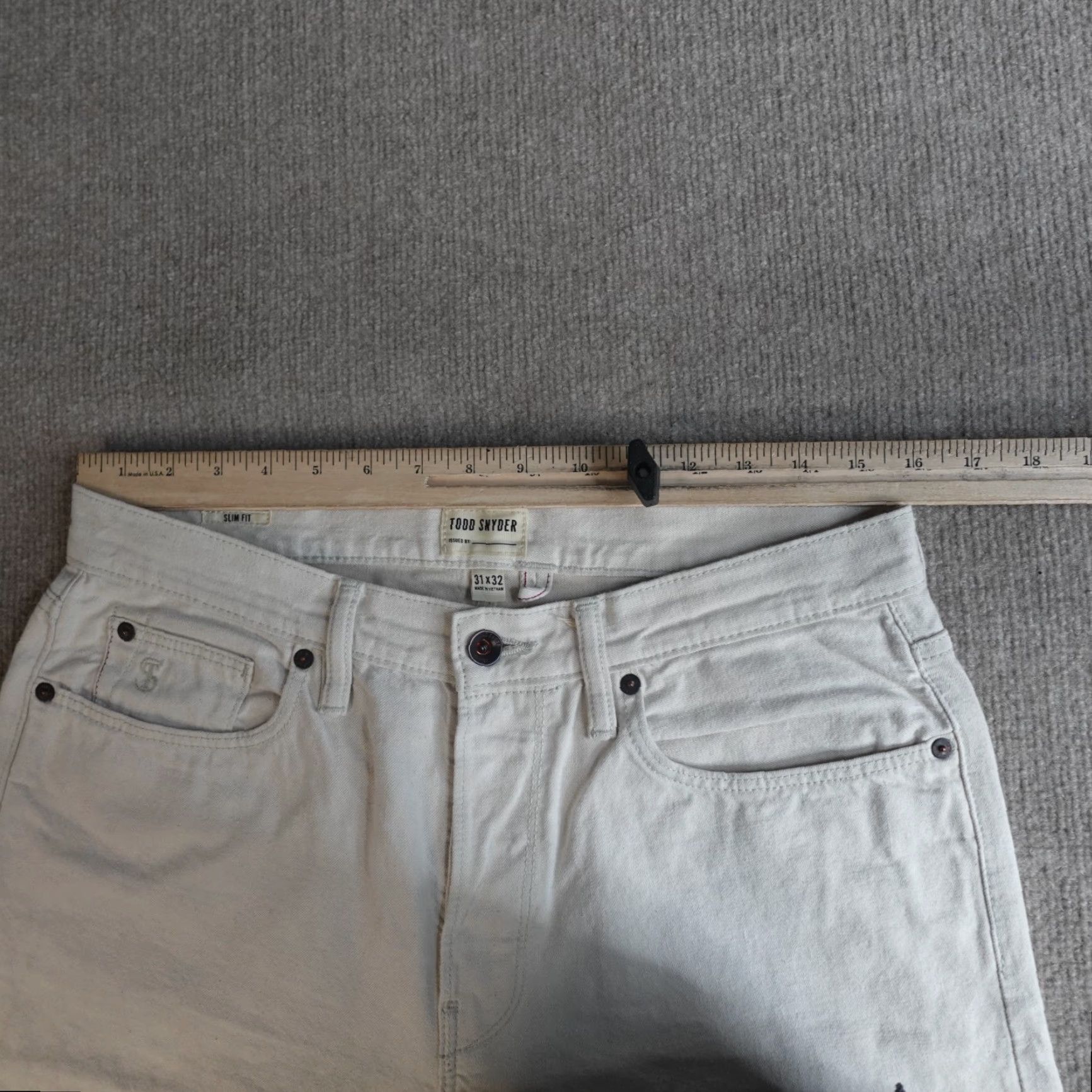 Todd Snyder Todd Snyder Mens Jeans 32 x 30 Ivory Slim Fit Japanese Redline Selvedge Size US 32 / EU 48 - 4 Thumbnail