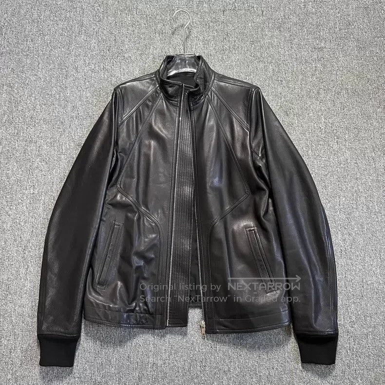 Rick Owens Rick Owens Black stand-up collar cowhide leather jacket Size US L / EU 52-54 / 3 - 2 Thumbnail