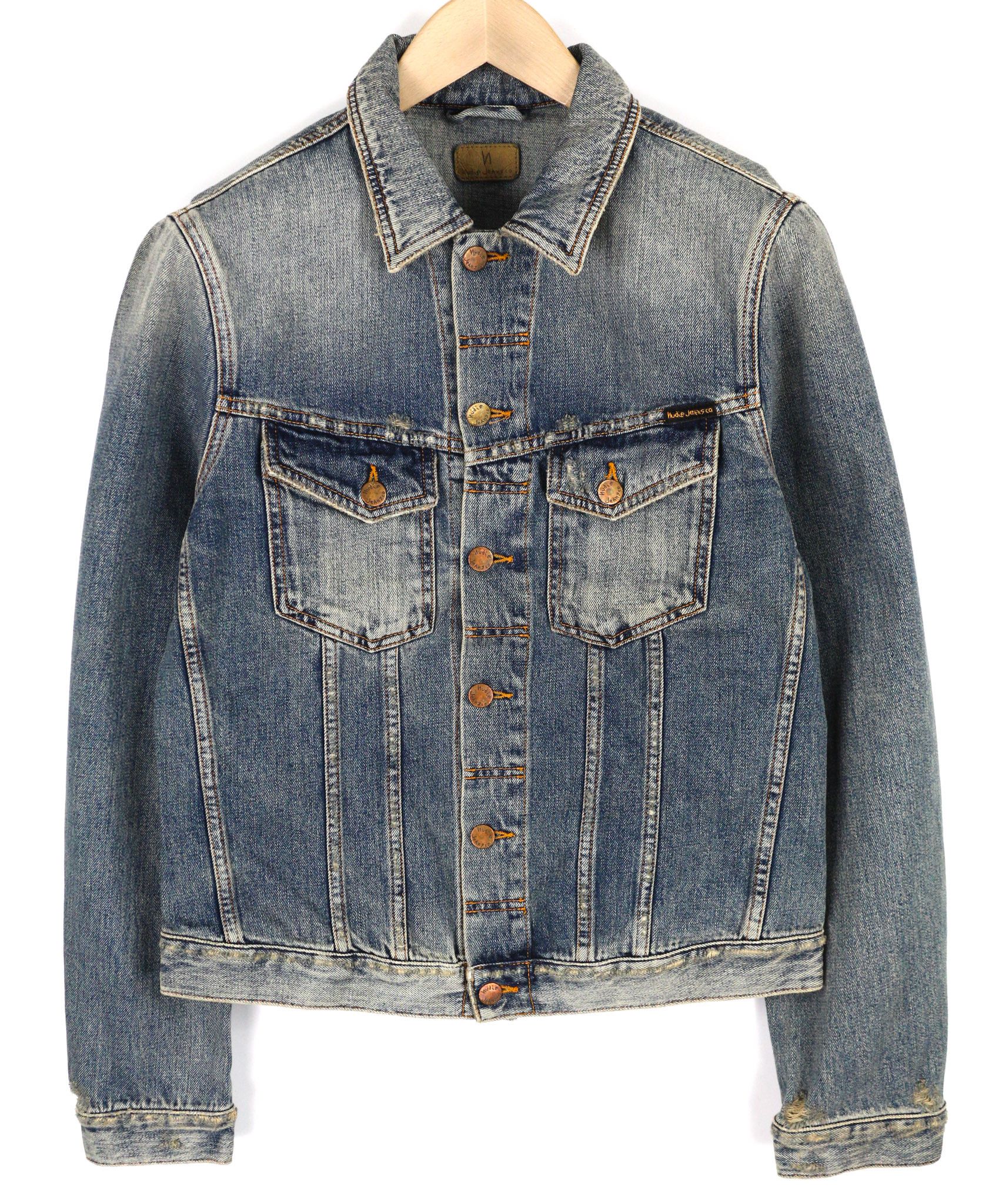 Nudie Jeans BILLY M Shimmering Indigo Denim Polo Logo Jacket 82483 Size US M / EU 48-50 / 2 - 1 Thumbnail