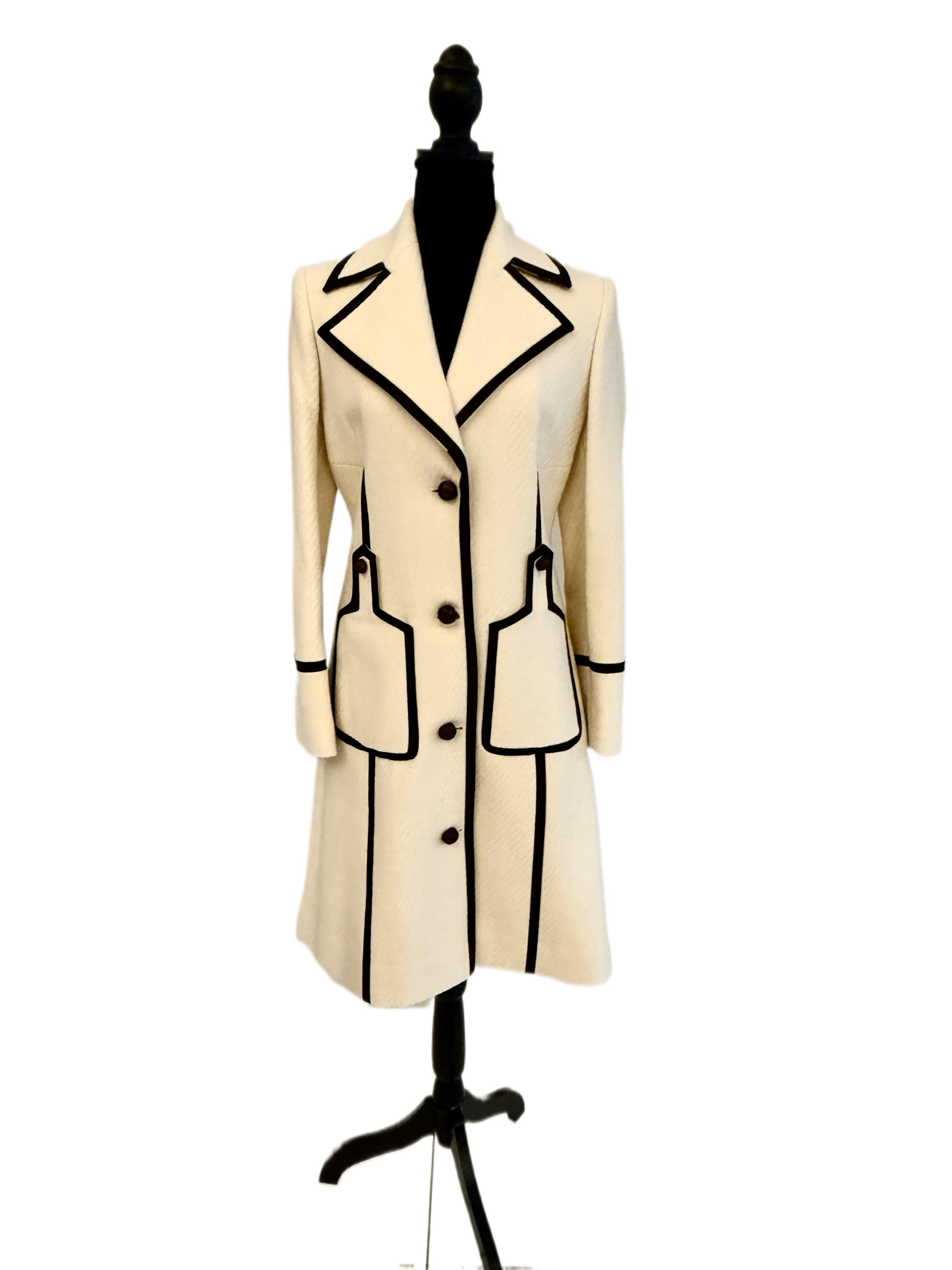 Valentino Woman's White Vintage Wool Coat, Size 42 (I)