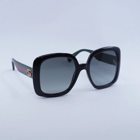 Gucci New Gucci GG0713S 006 Sunglasses - Black/Green Frame, Grey Size ONE SIZE - 4 Thumbnail