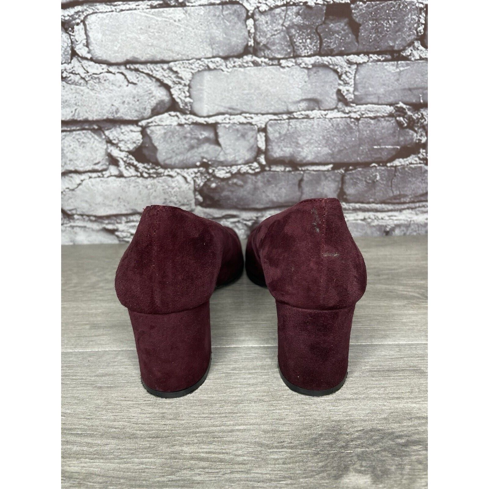 Other David Aaron Burgundy Maroon Suede Leather Round High Heels W Size US 6.5 / IT 36.5 - 5 Thumbnail