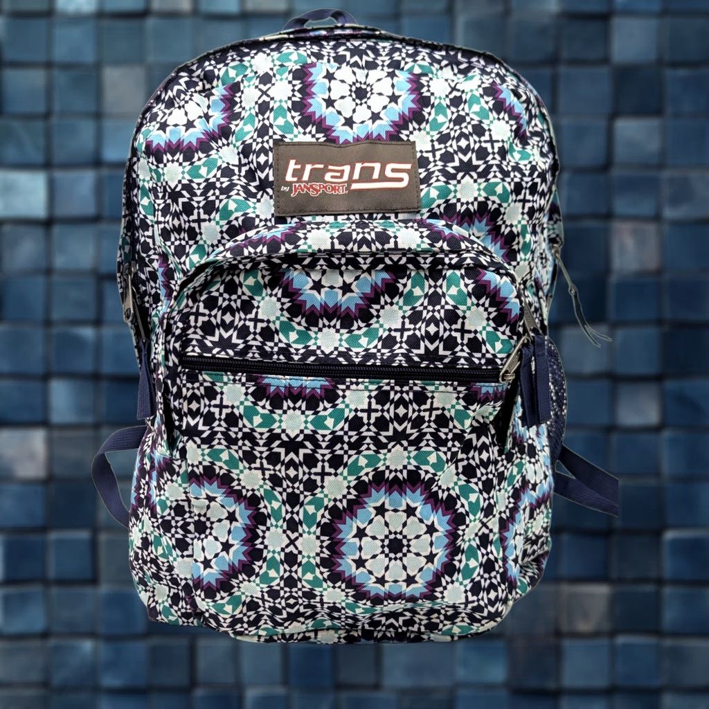Jansport VINTAGE Trans by JanSport SuperMax Backpack Kaleidoscope Blue Purple w Laptop Pocket Size ONE SIZE - 1 Thumbnail