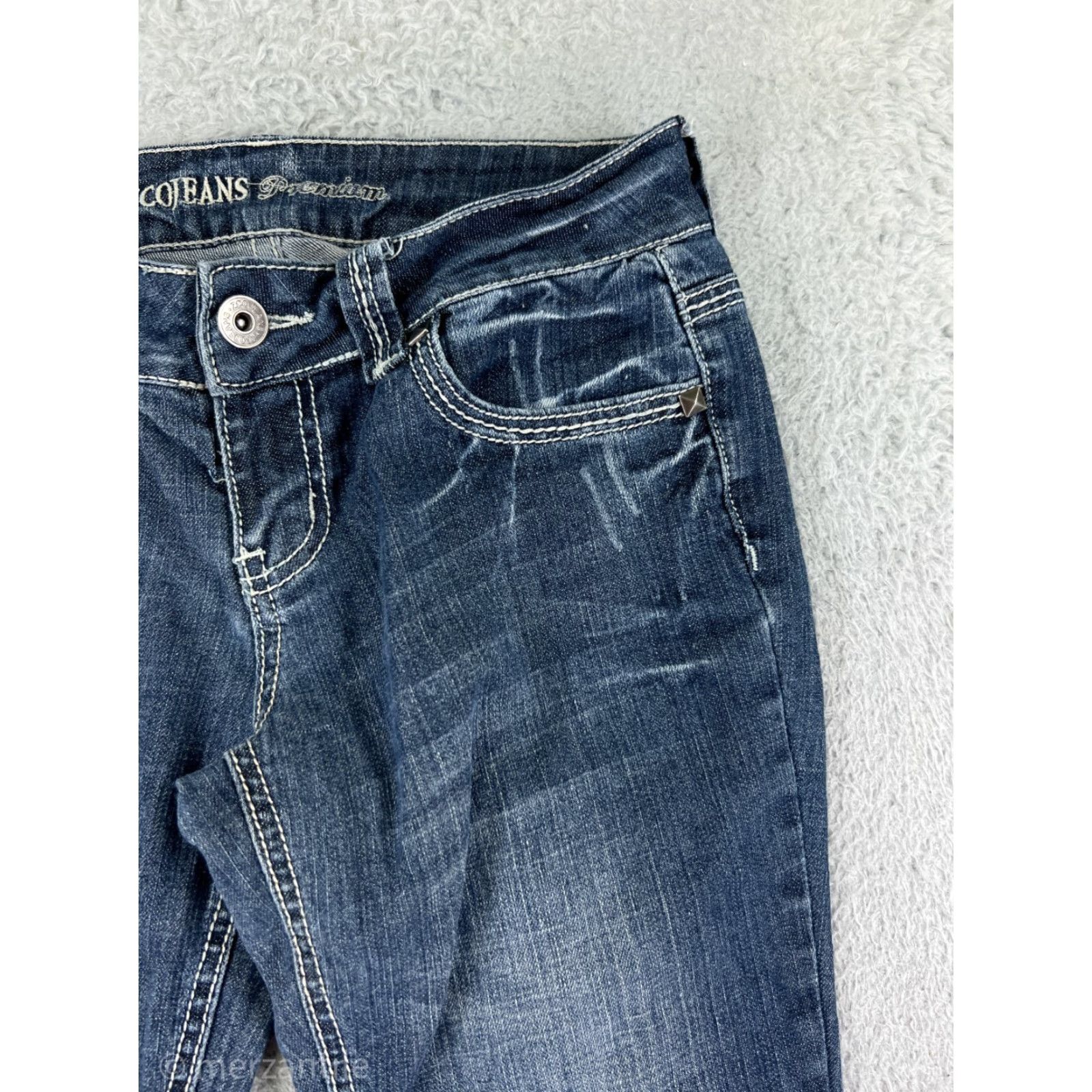 Denime Zco Denim Jeans Bootscut Women's 7 Blue Embroidered Distressed Pockets 5-Pocket Cotton Blend Regular Size 28" / US 6 / IT 42 - 6 Thumbnail