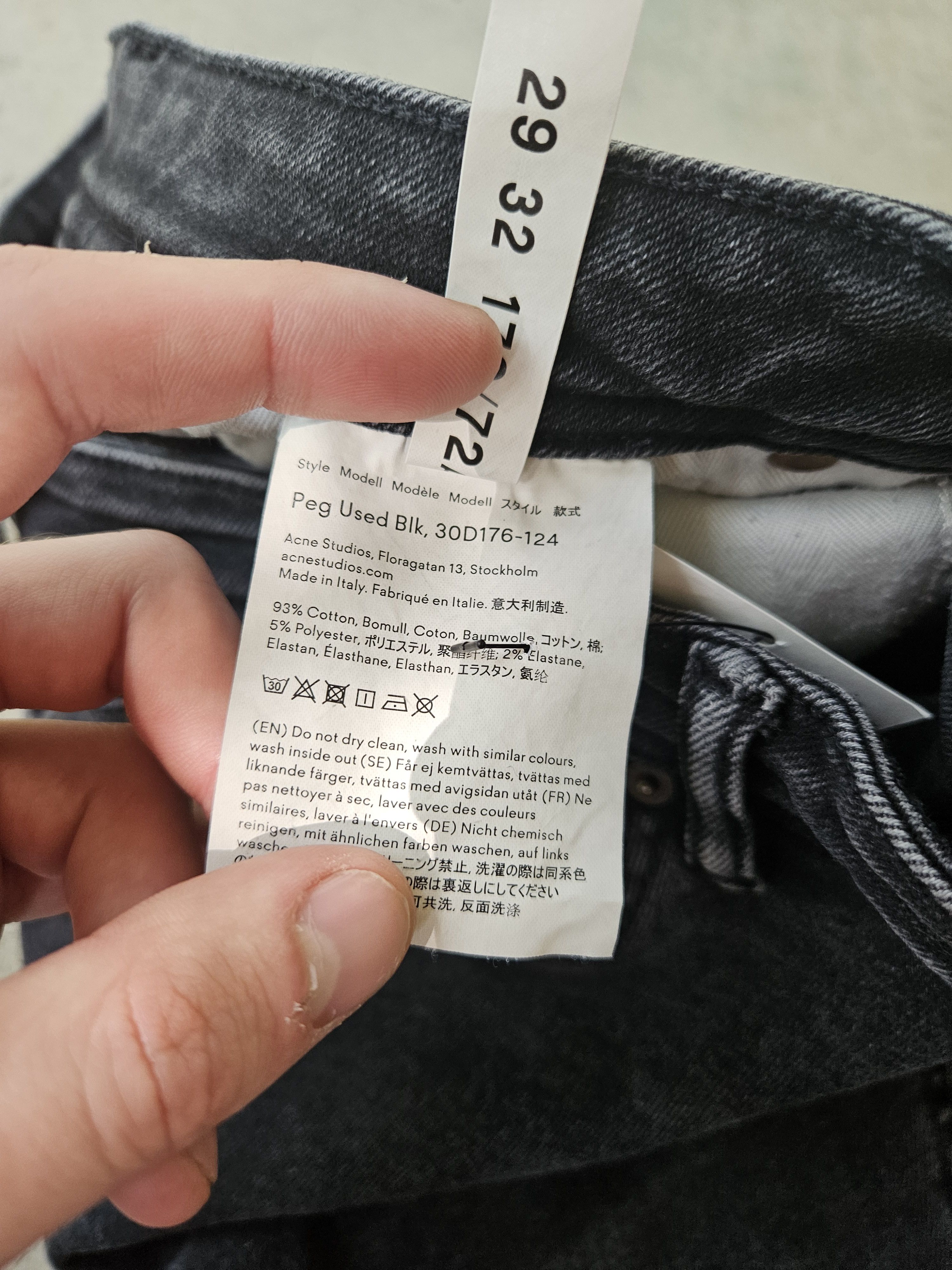 Acne Studios Blå Konst Peg Used Blk Patch Black Denim Jeans Size US 29 - 12 Thumbnail