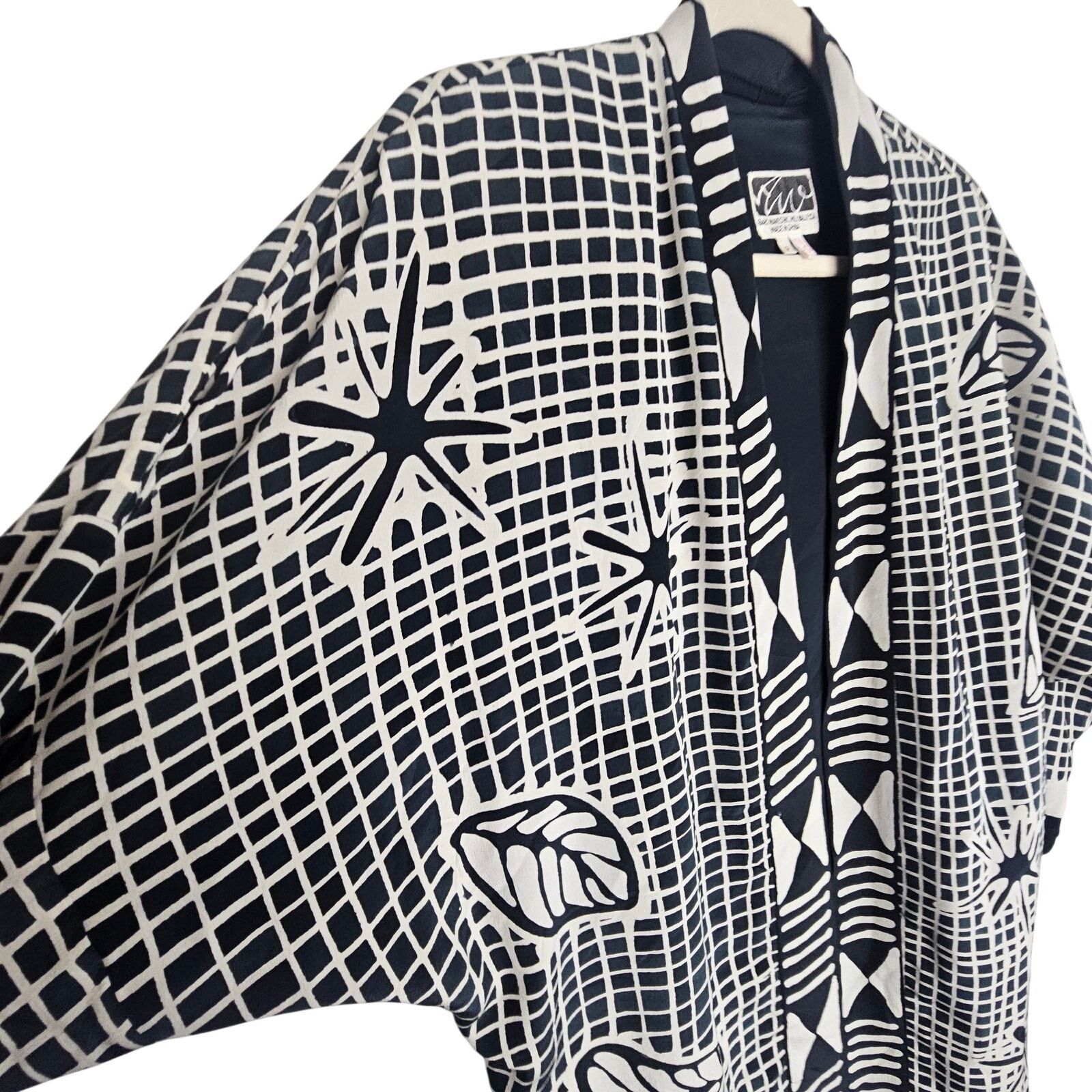 Vintage Art Waves Inc 100% Silk Artsy Abstract Pig Print Cardigan Size S / US 4 / IT 40 - 6 Thumbnail