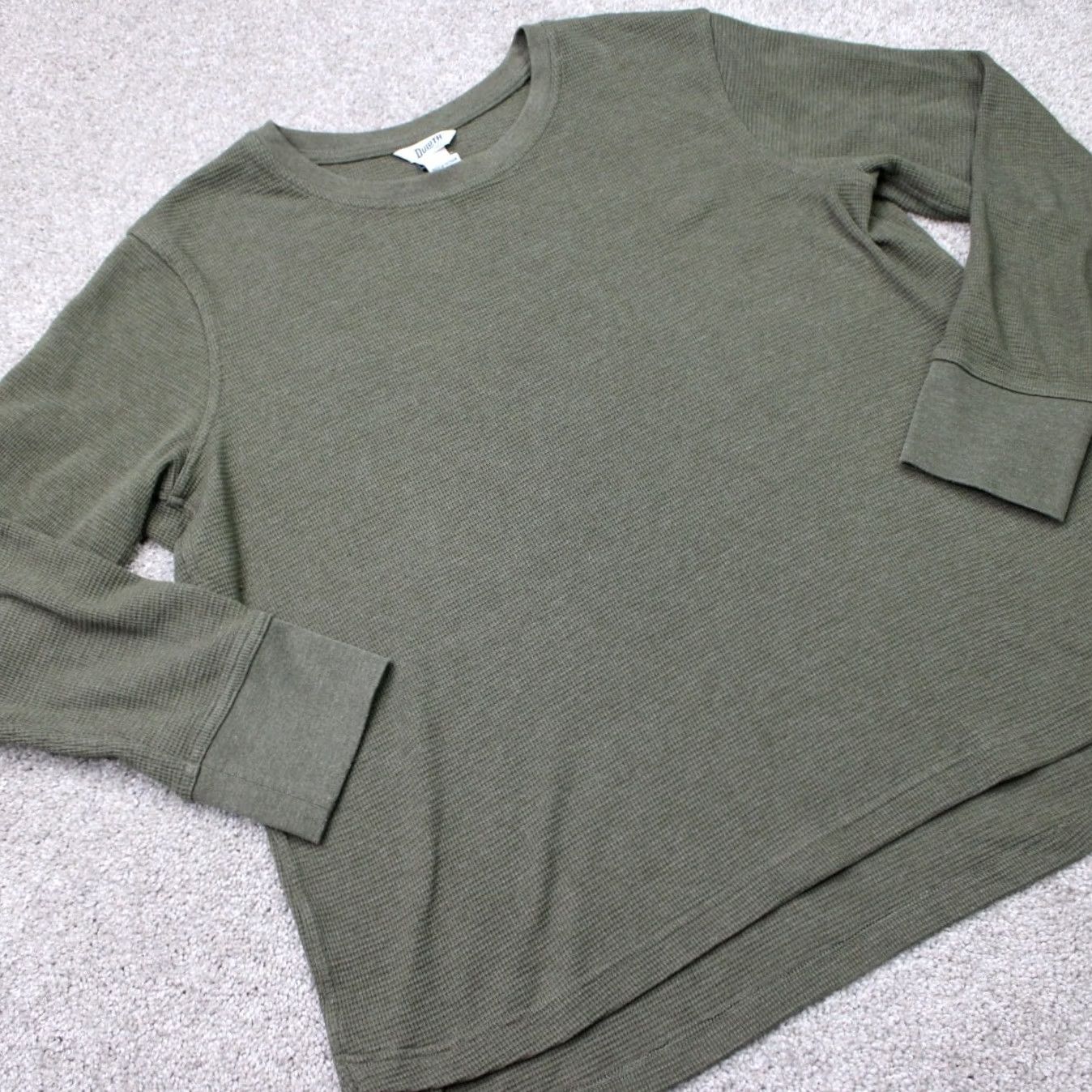 Vintage Duluth Women Shirt 2XL Green Thermal Long Sleeve Crew Pullover Casual Knit Cotton Blend Modern Basic Size XXL / US 16-18 / IT 52-54 - 4 Thumbnail