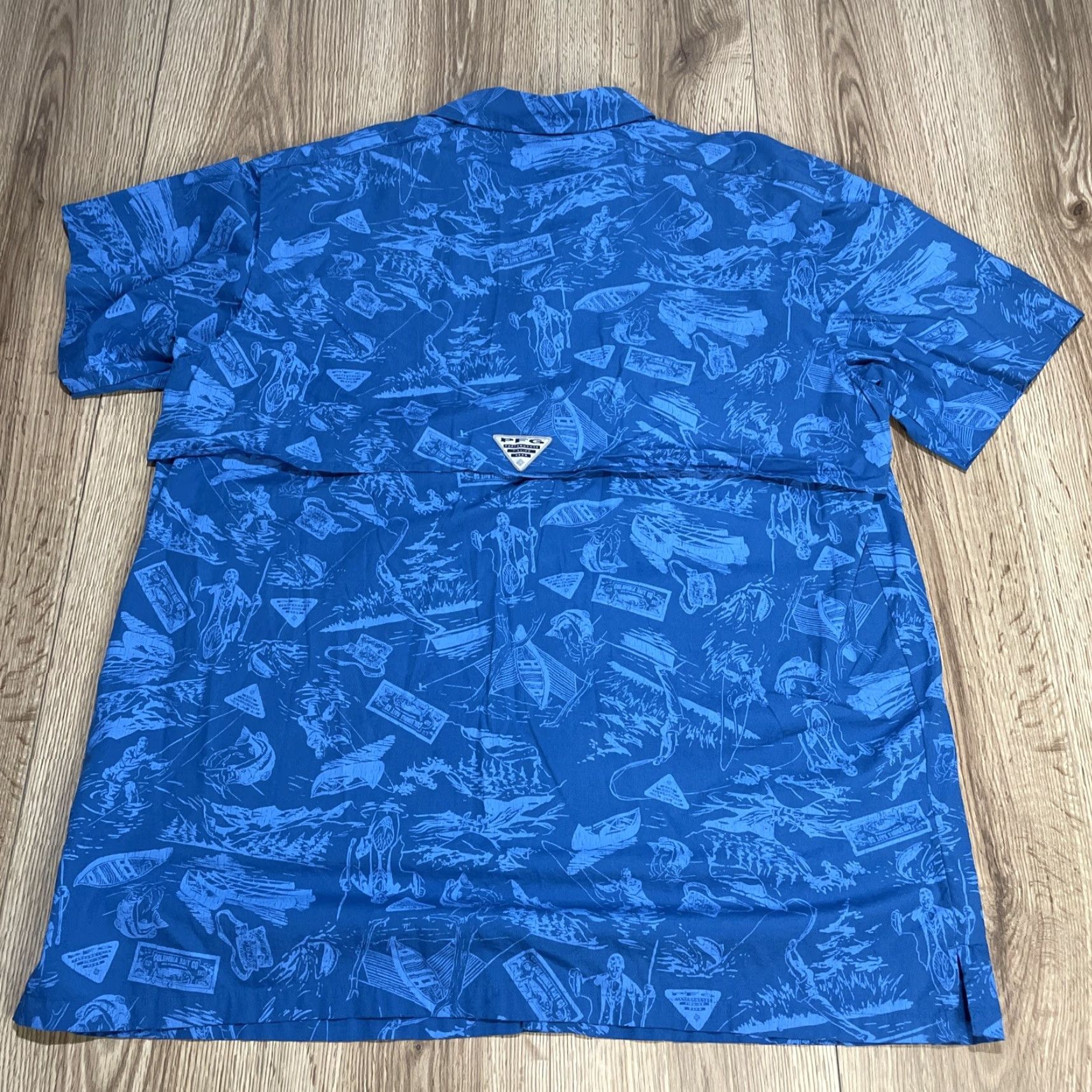 Vintage Columbia Shirt Adult XL Blue Boats And Fishermen Button-Up Short Sleeve Collared Outdoor Casual Mens Size US XL / EU 56 / 4 - 8 Thumbnail
