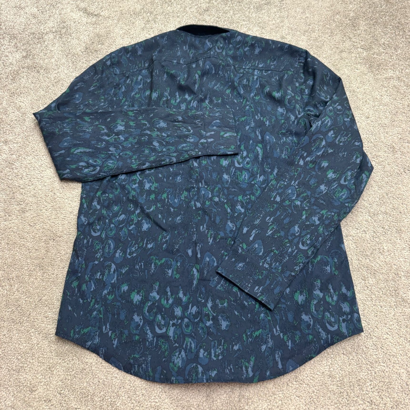 Ralph Lauren VINTAGE Perry Ellis Motion Button-Down Shirt Mens Small Abstract Blue Green NWT 90s Preppy Mens Shirt Size US L / EU 52-54 / 3 - 2 Thumbnail