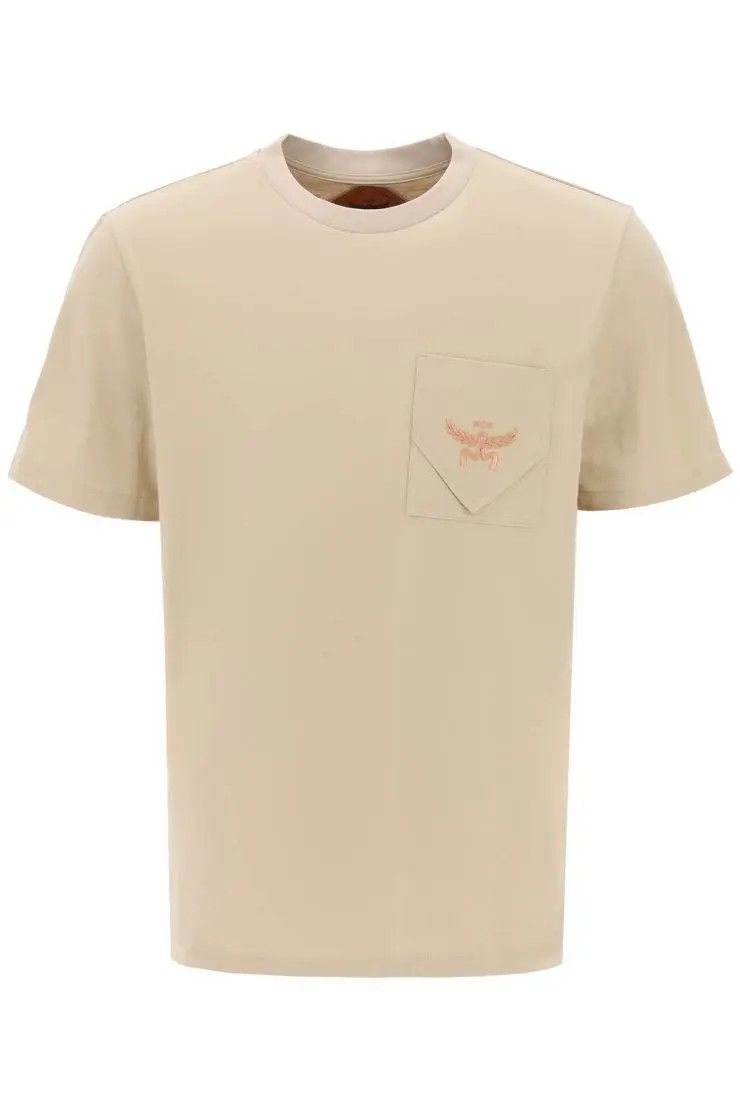 o1s22i1n0324 Embroidered Pocket T-Shirts in Beige