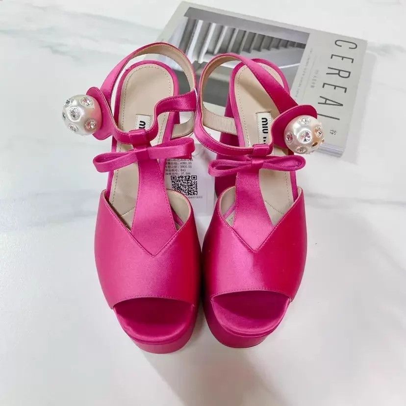 Miu Miu Miu Miu Pink High Heel Sandals EU 37.5 Size US 7 / IT 37 - 1 Thumbnail