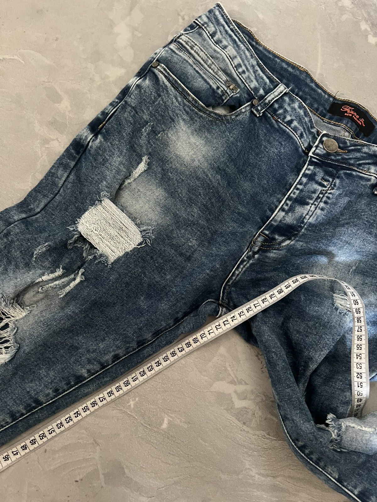 Japanese Brand Shredded Faded Streetwear / Slim Relax Y2K Undercover Style Size US 34 / EU 50 - 8 Thumbnail