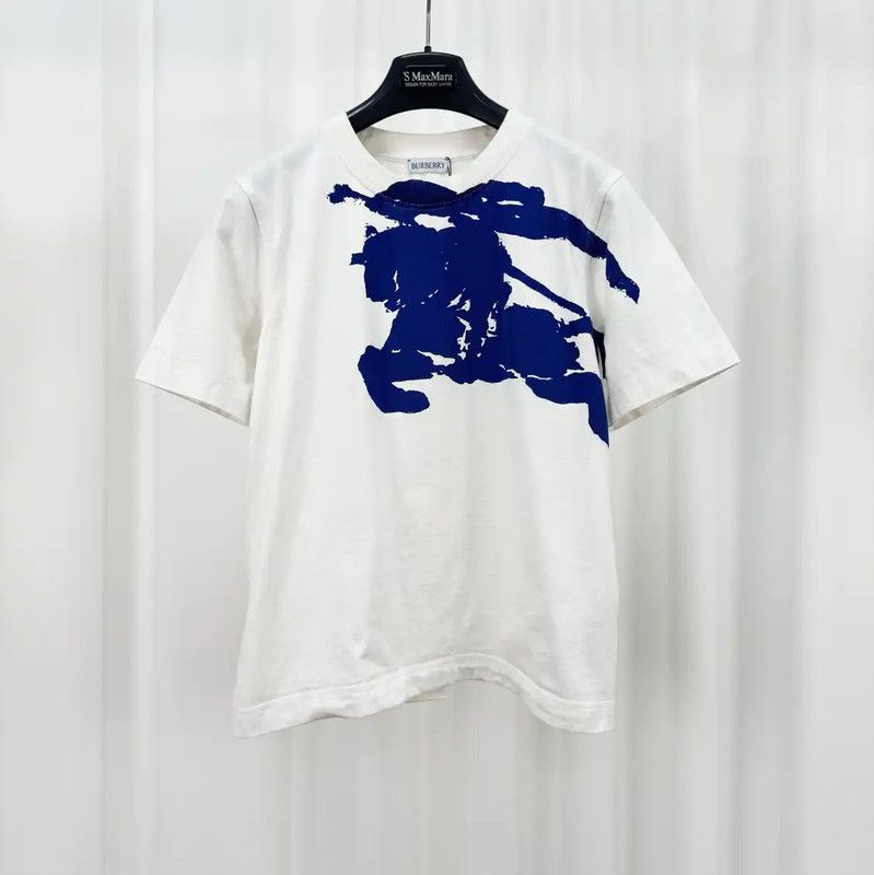 Burberry Burberry White Cotton Print Logo T-Shirt Size S / US 4 / IT 40 - 1 Thumbnail