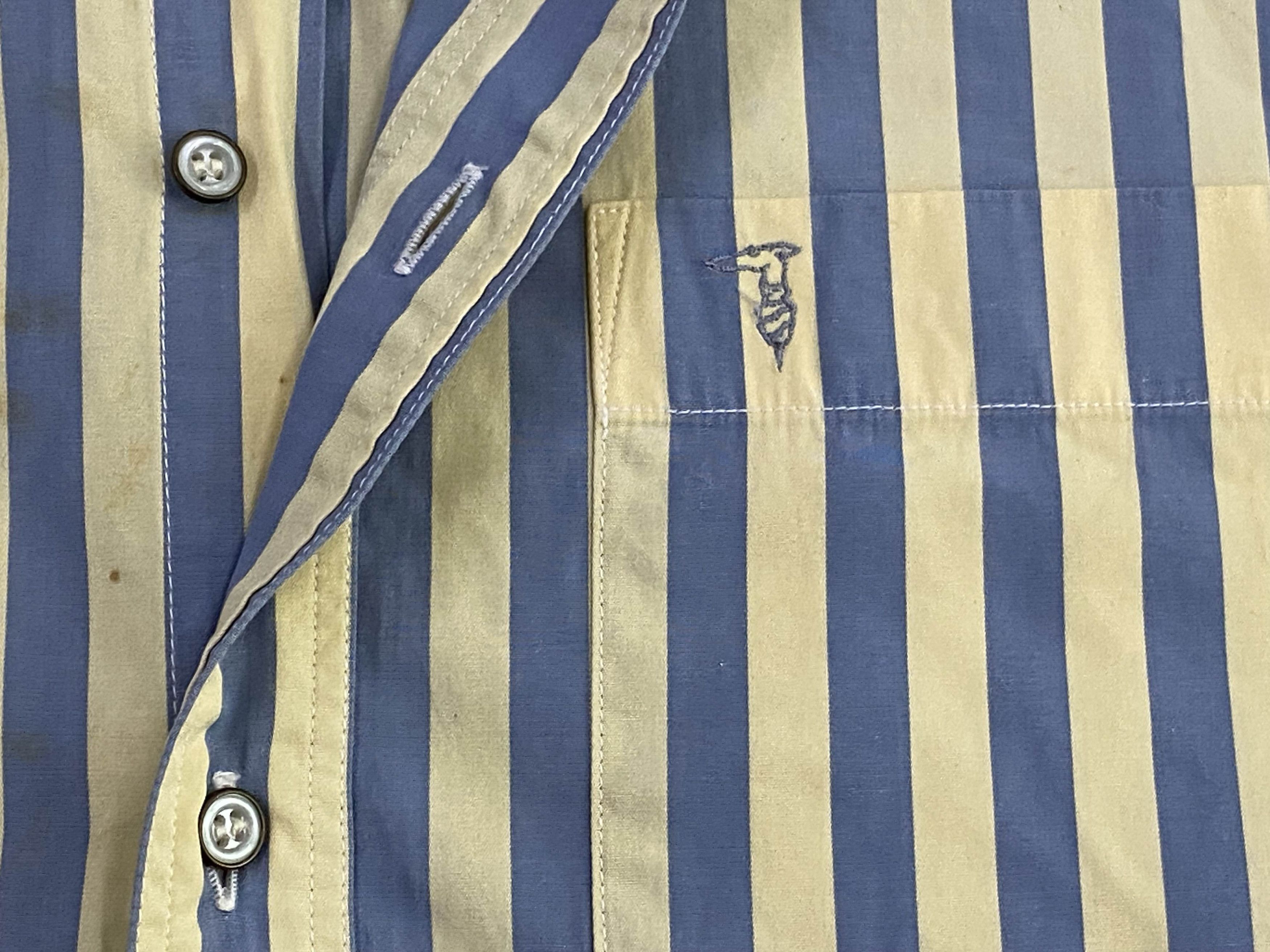 Trussardi Vintage Trussardi Striped Shirt 90s Italian Cotton Workers Size S / US 4 / IT 40 - 9 Thumbnail