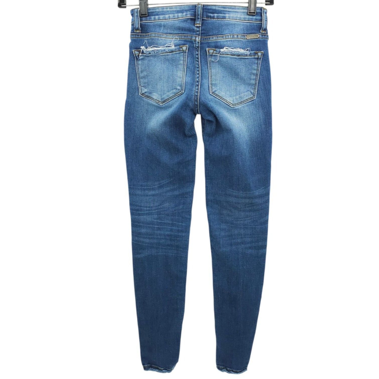 Kancan USA KanCan Gemma Skinny Jean 0/23 Mid Rise Distressed Raw Hem Size 22" - 2 Thumbnail