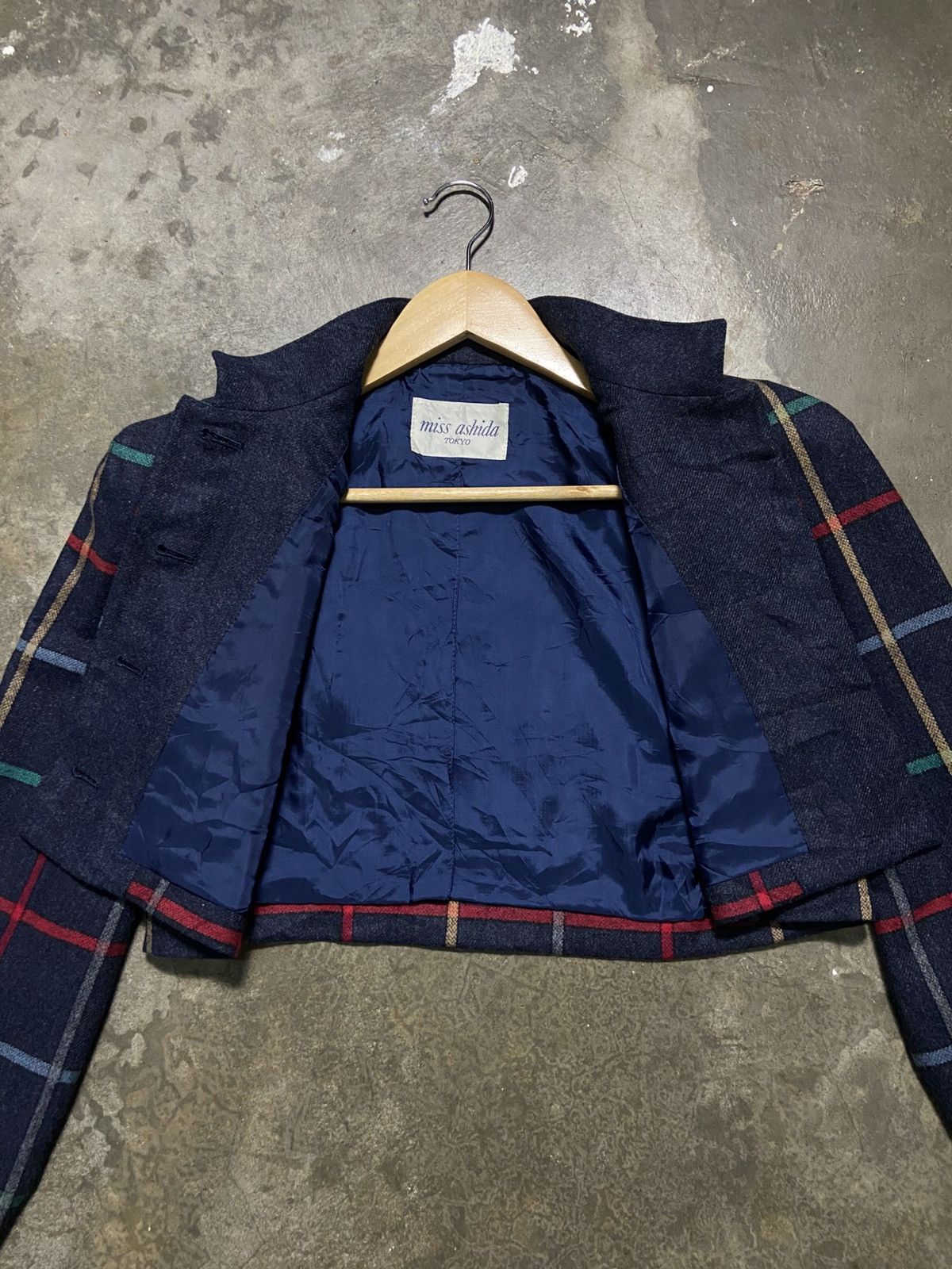 Japanese Brand Vintage Miss Ashida Plaid Cropped Wool Blend Bolero Jacket Size M / US 6-8 / IT 42-44 - 10 Thumbnail